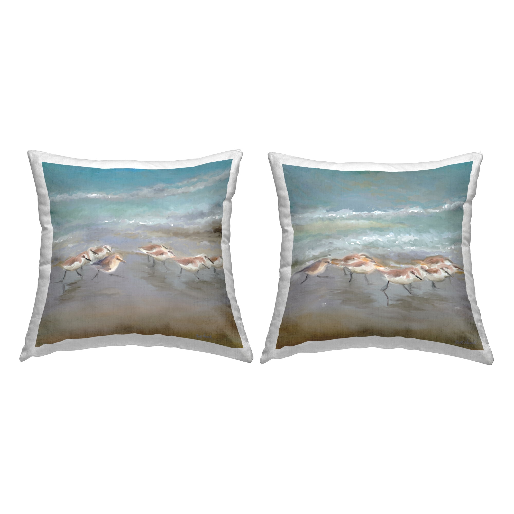 Stupell Industries Sandpiper Bird Flock Sea Shore Printed Throw Pillow Design by Rick Novak (Set of 2)