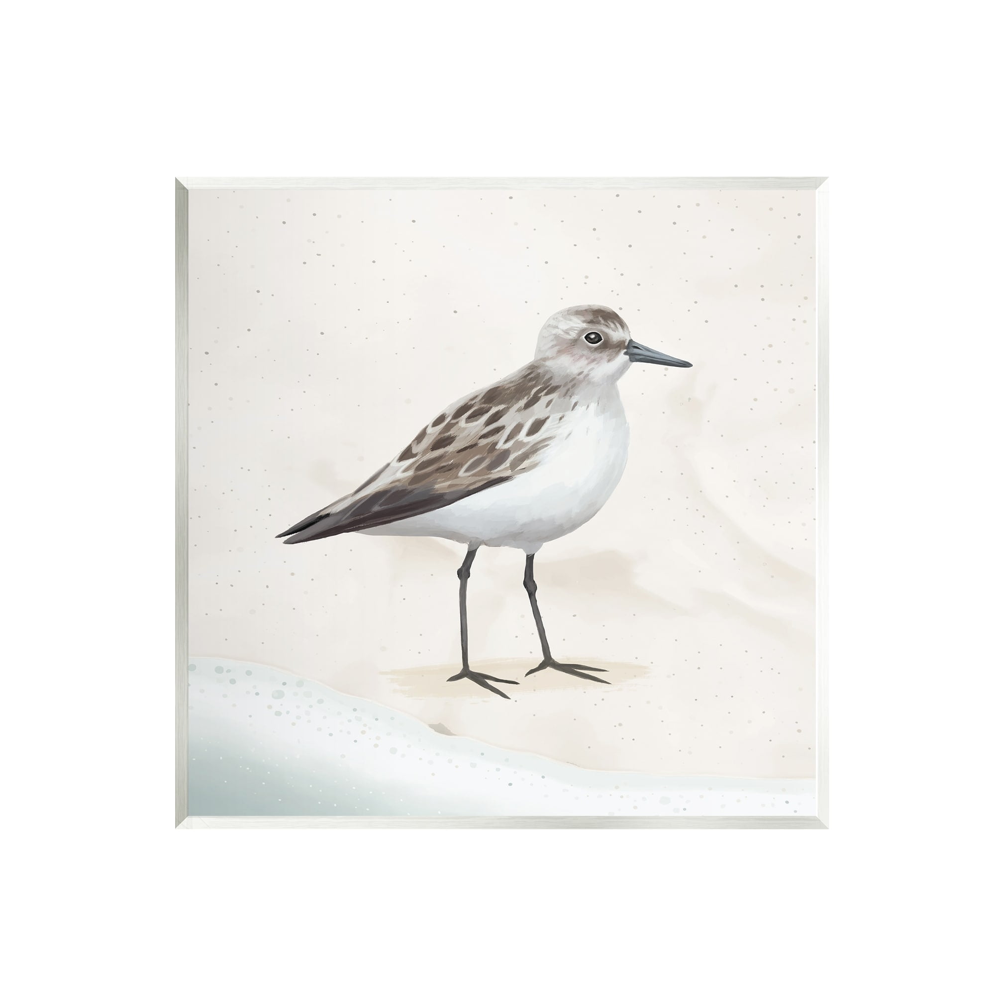 Stupell Industries Sandpiper Bird at Water's Edge Beach Shoreline Graphic Art Unframed Art Print Wall Art, Design by Lucca Sheppard