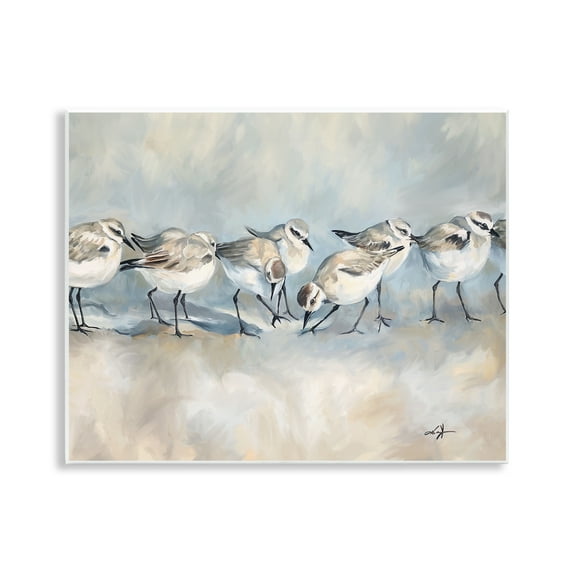 Stupell Industries Sandpiper Birds Mirage Animals Painting Unframed Art Print Wall Art, 14 x 11