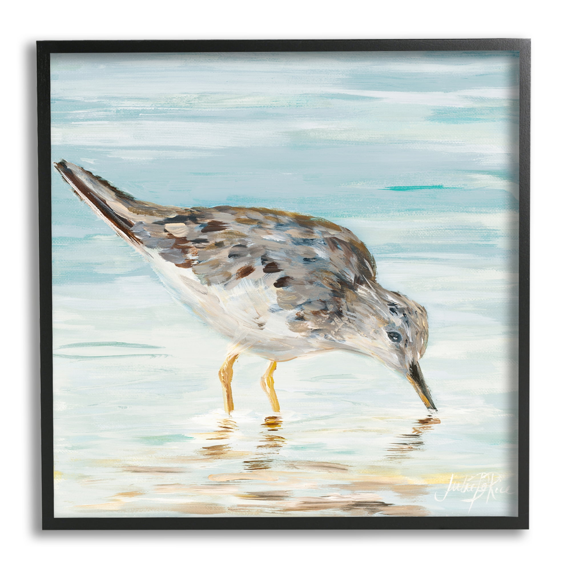 Stupell Industries Sandpiper Hunting on Beach Coast Shallow Nautical Waters, 12 x 12, Design by Julie DeRice