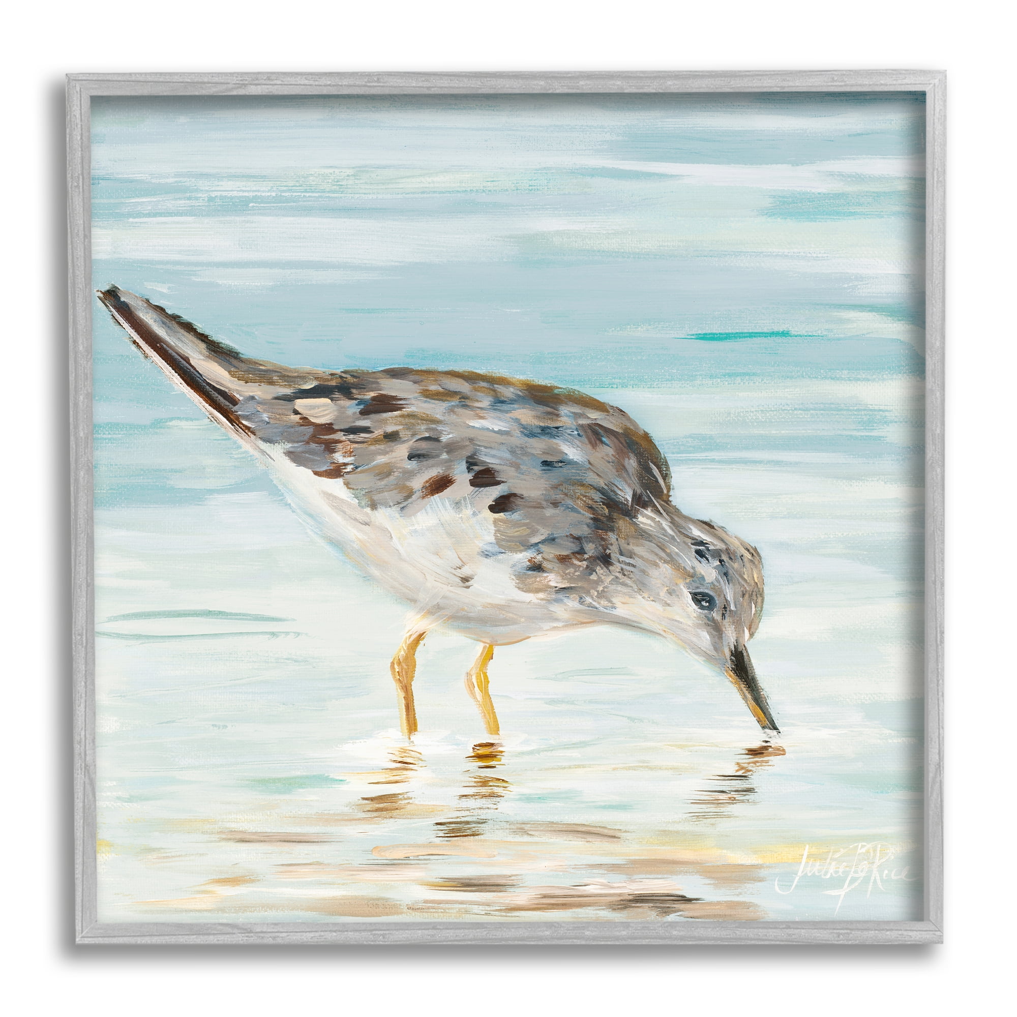 Stupell Industries Sandpiper Hunting on Beach Coast Shallow Nautical Waters, 24 x 24, Design by Julie DeRice