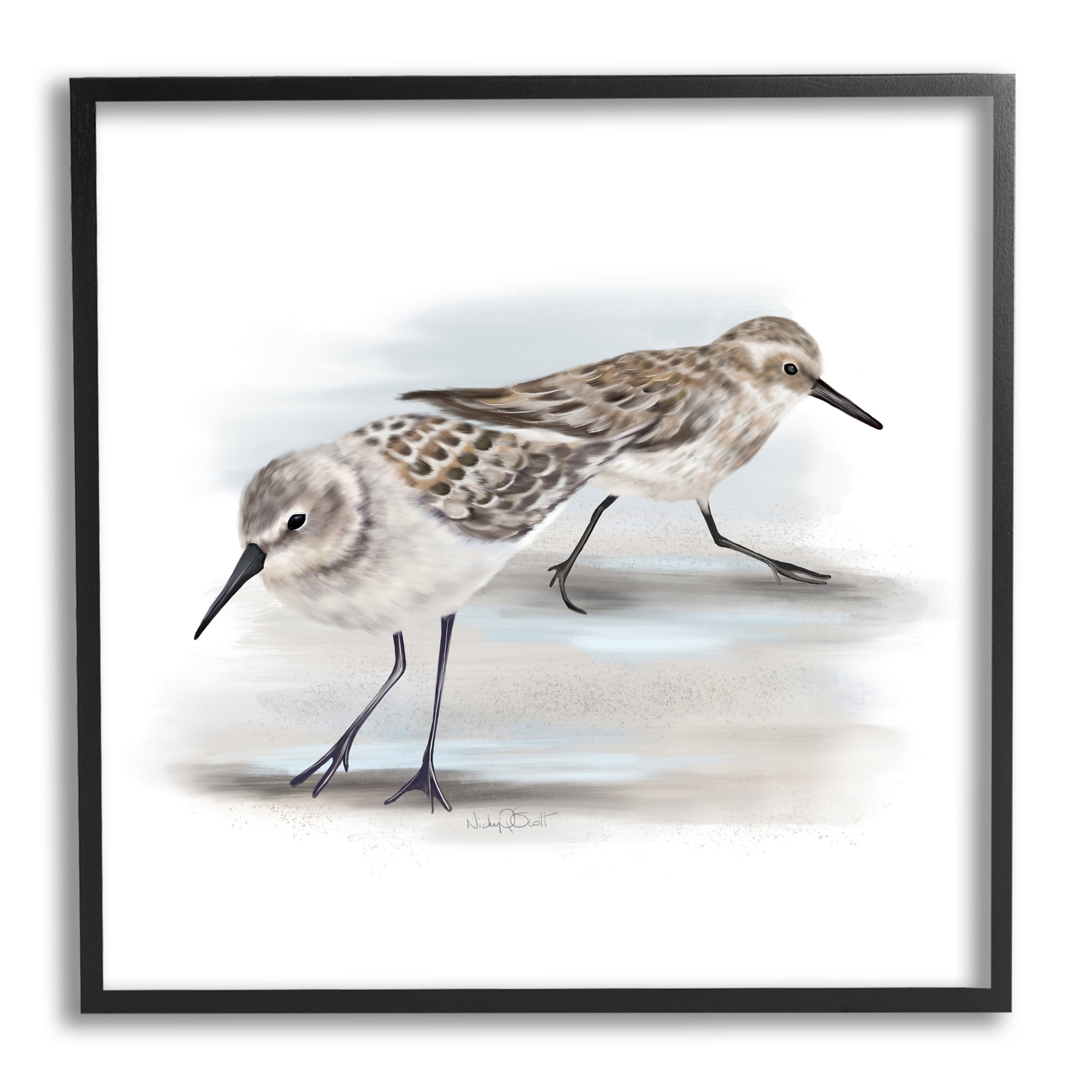 Stupell Industries Sandpiper Pair on Sandy Beach Small Nautical Birds, 12 x 12, Designed by Studio Q