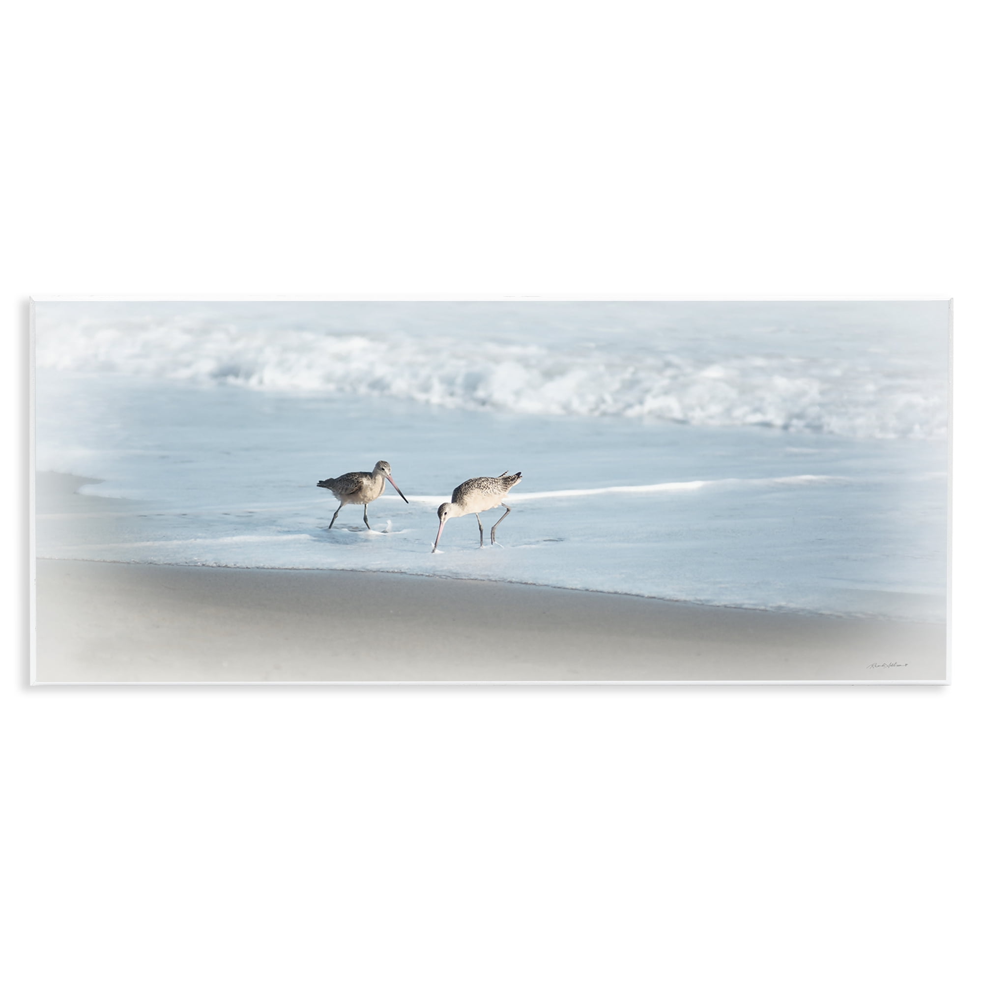 Stupell Industries Sandpiper Pair on Shore Nautical & Beach Painting Unframed Art Print Wall Art, 17 x 7