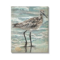 Stupell Industries Sandpiper Stepping Beach Coast Painting Gallery Wrapped Canvas Print Wall Art, Design by Erica Christopher