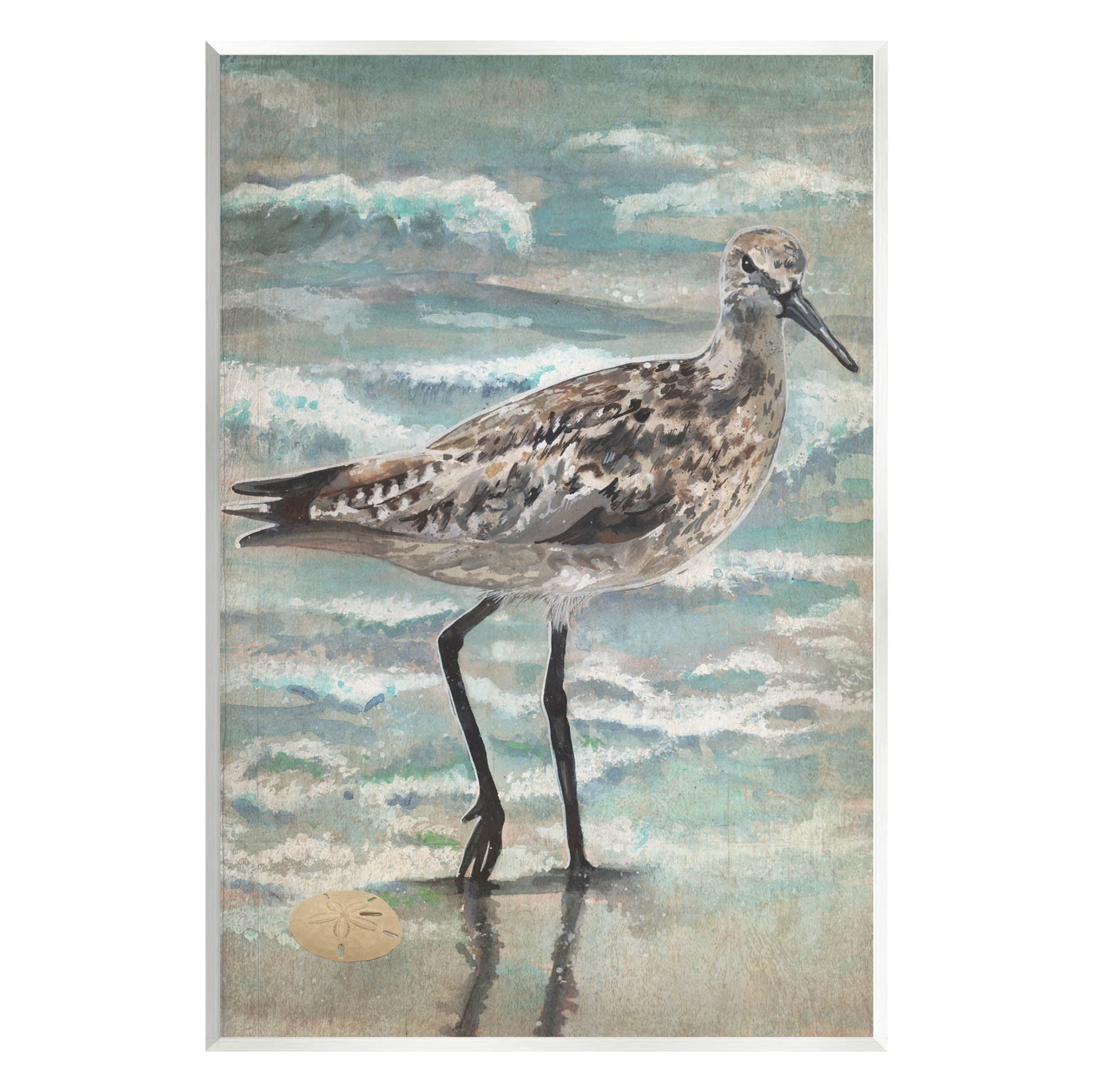 Stupell Industries Sandpiper Stepping Beach Coast Painting Unframed Art Print Wall Art, Design by Erica Christopher