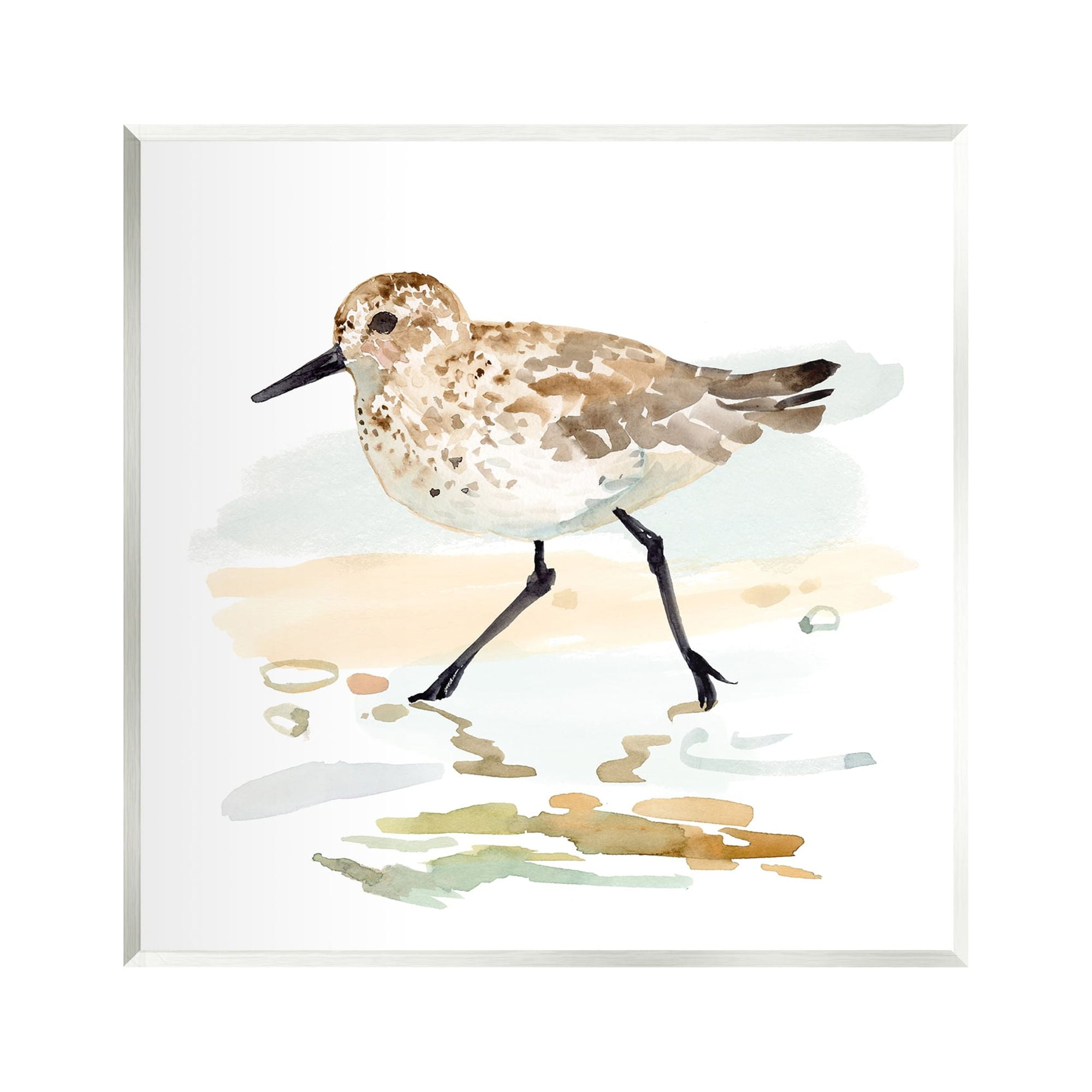 Stupell Industries Sandpiper Stepping on Shore Animals & Insects Painting Unframed Art Print Wall Art, 12 x 12
