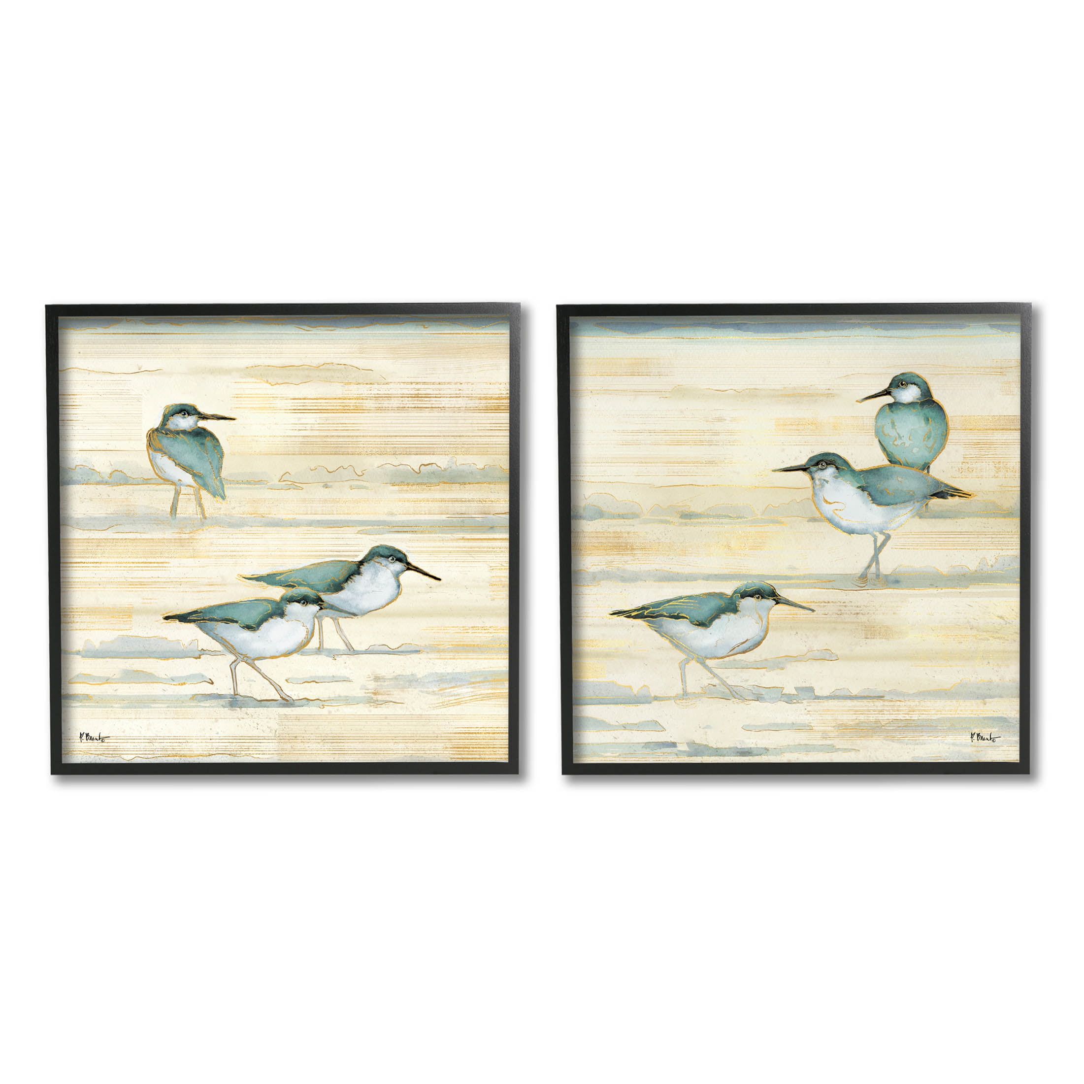 Stupell Industries Sandpipers Abstract Water Shoreline, 12" x 12"