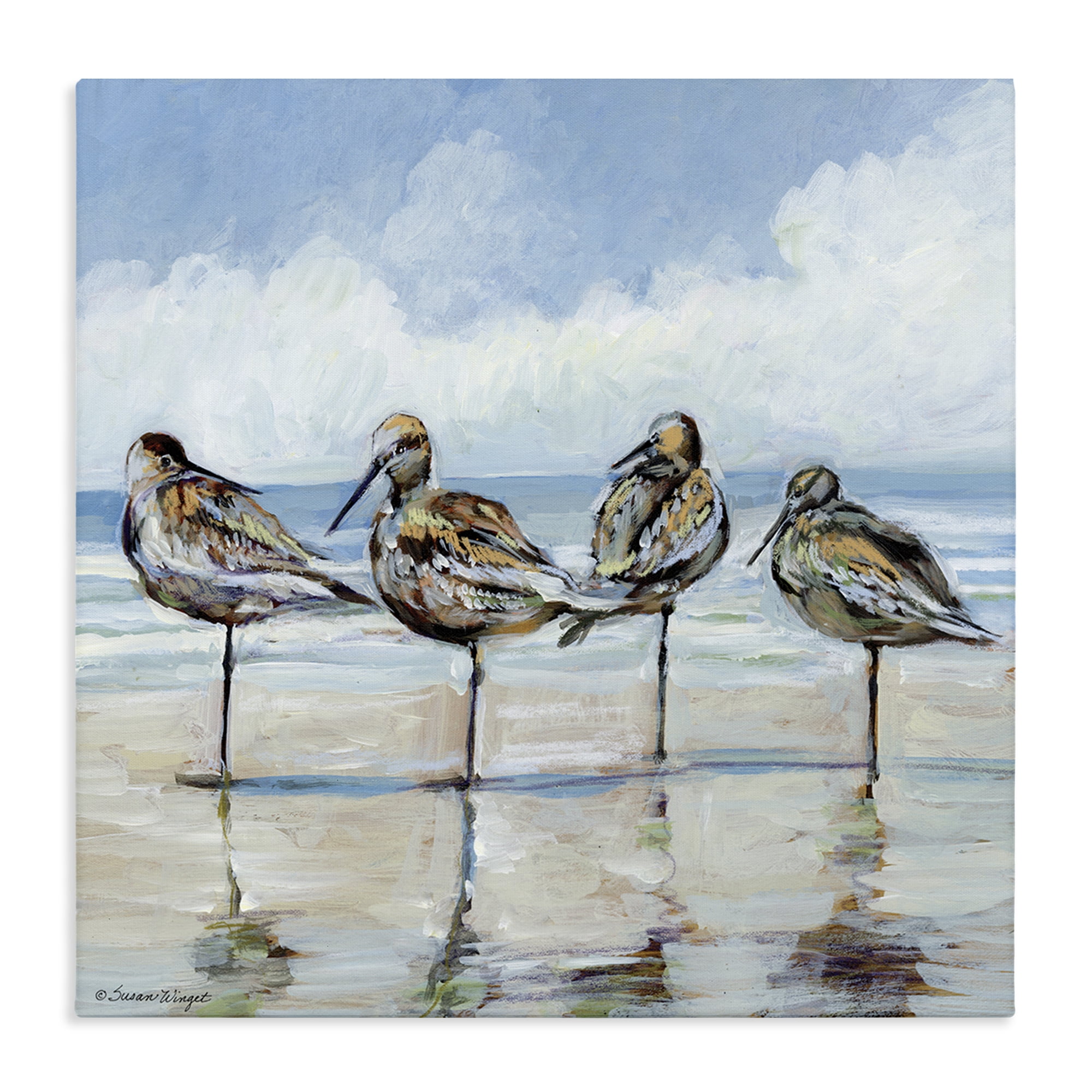 Stupell Industries Sandpipers Balancing On Beach Canvas Wall Art, design by Susan Winget