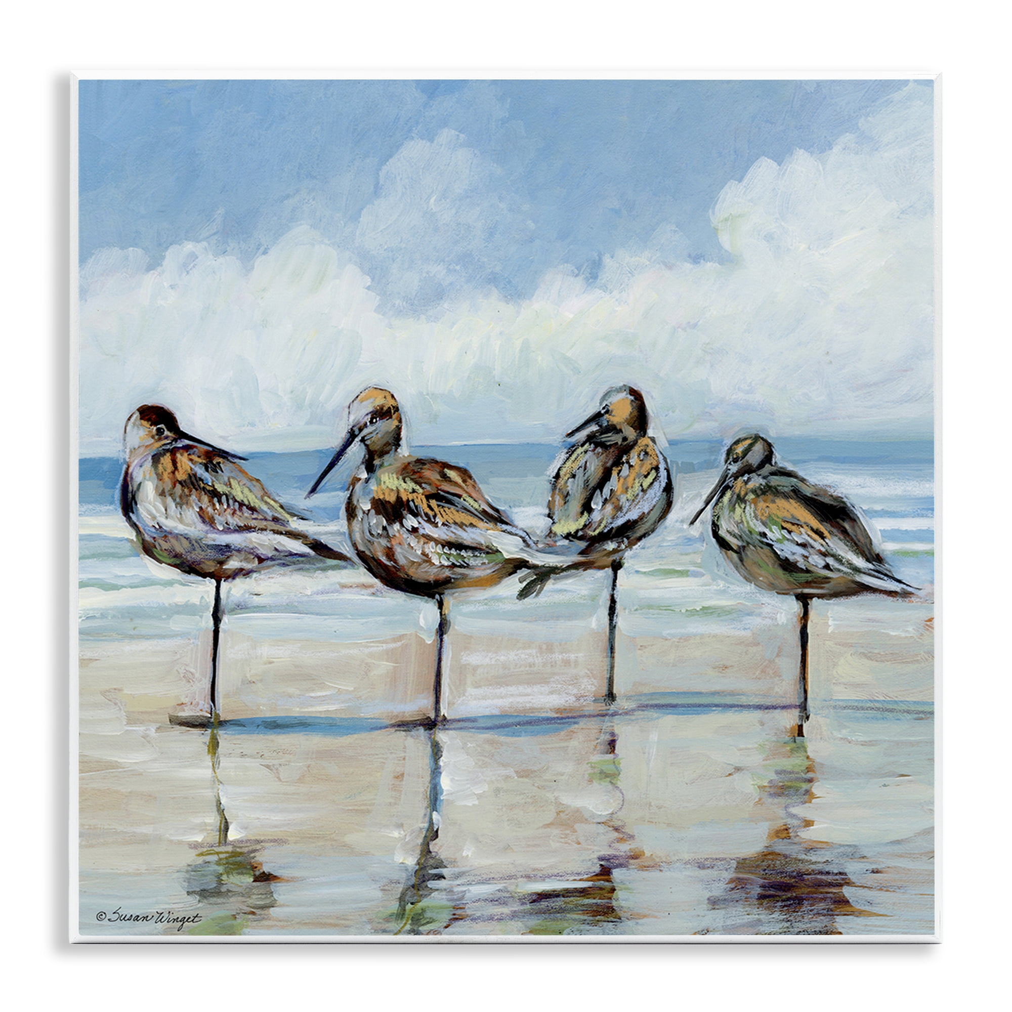 Stupell Industries Sandpipers Balancing On Beach Wall Plaque Art, design by Susan Winget