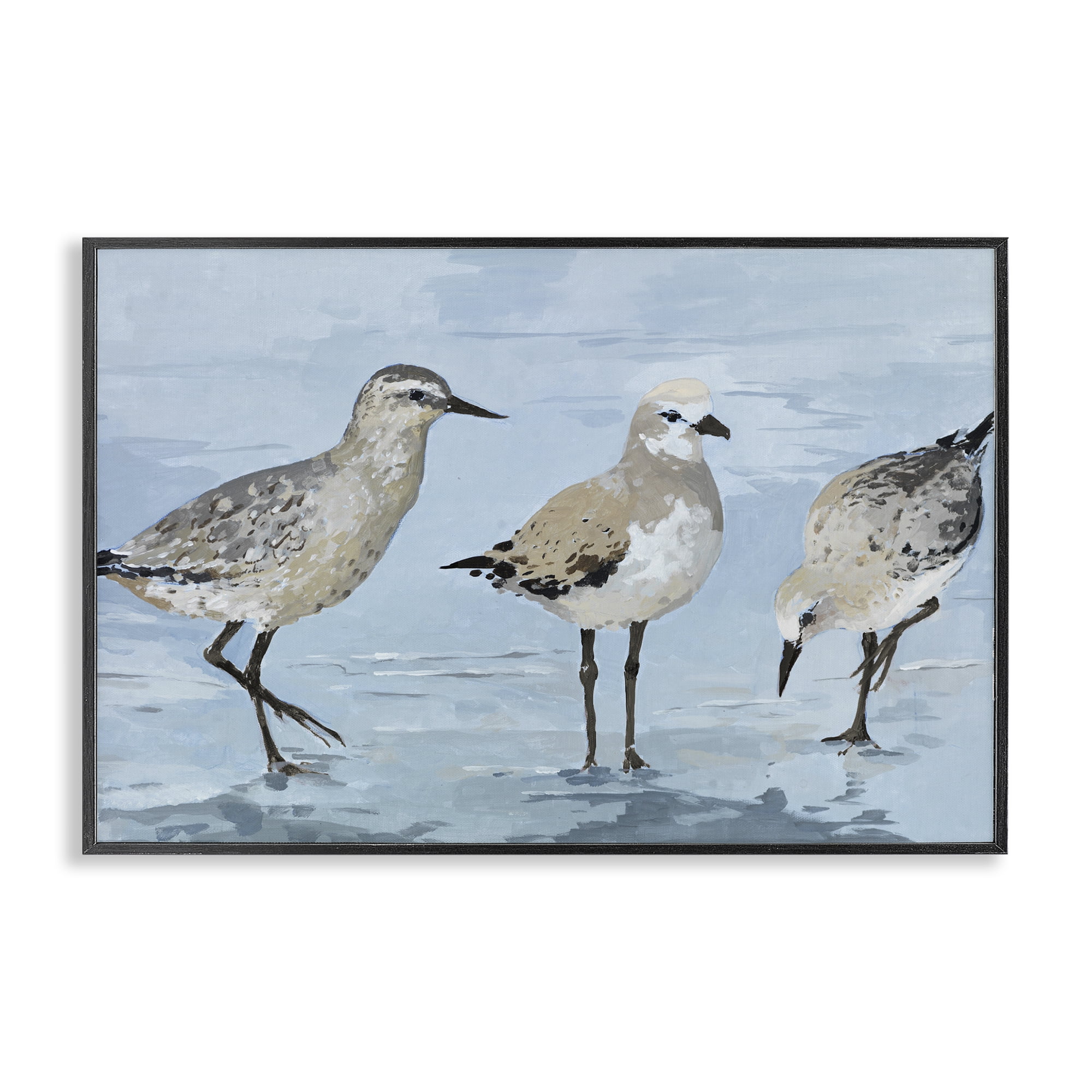 Stupell Industries Sandpipers Beach Coastal Scene Black Framed Giclee Art, design by Lorenzo Collective