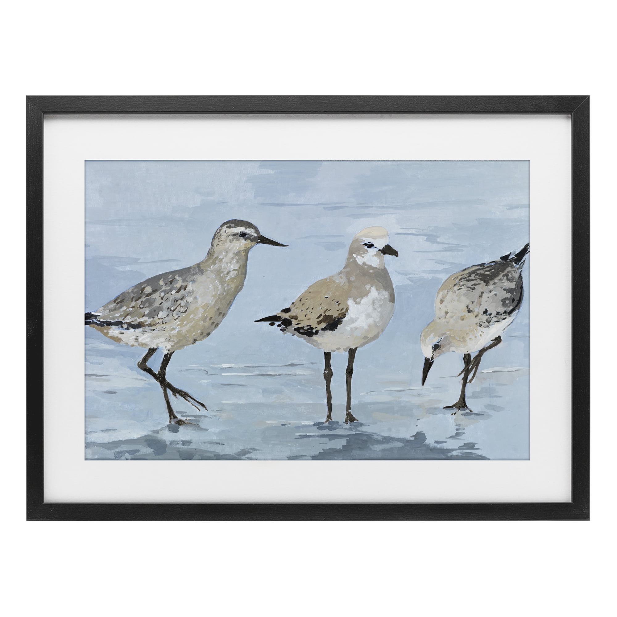 Stupell Industries Sandpipers Beach Coastal Scene Black Framed Print Under Glass, design by Lorenzo Collective