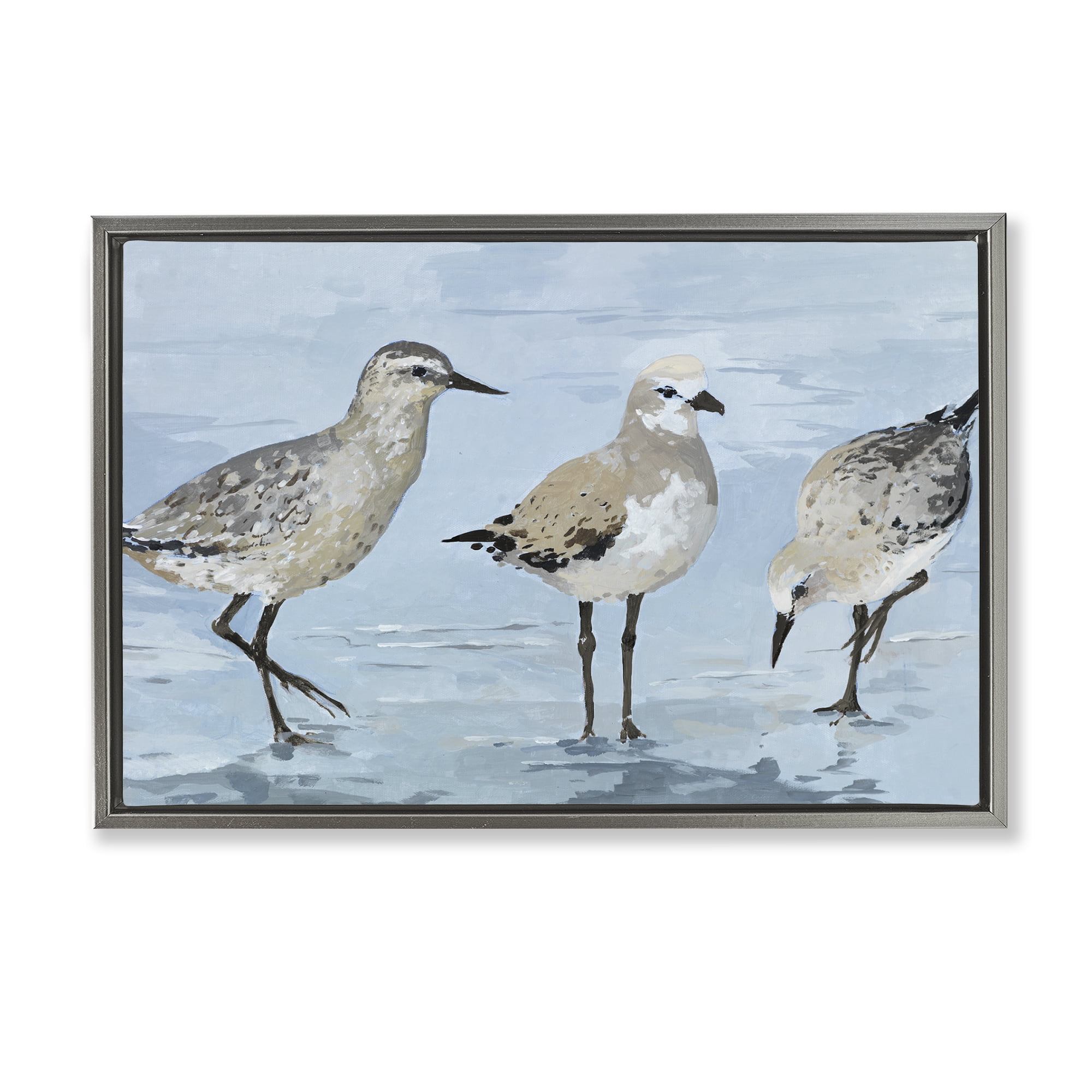 Stupell Industries Sandpipers Beach Coastal Scene Gray Framed Floater Canvas Wall Art, design by Lorenzo Collective
