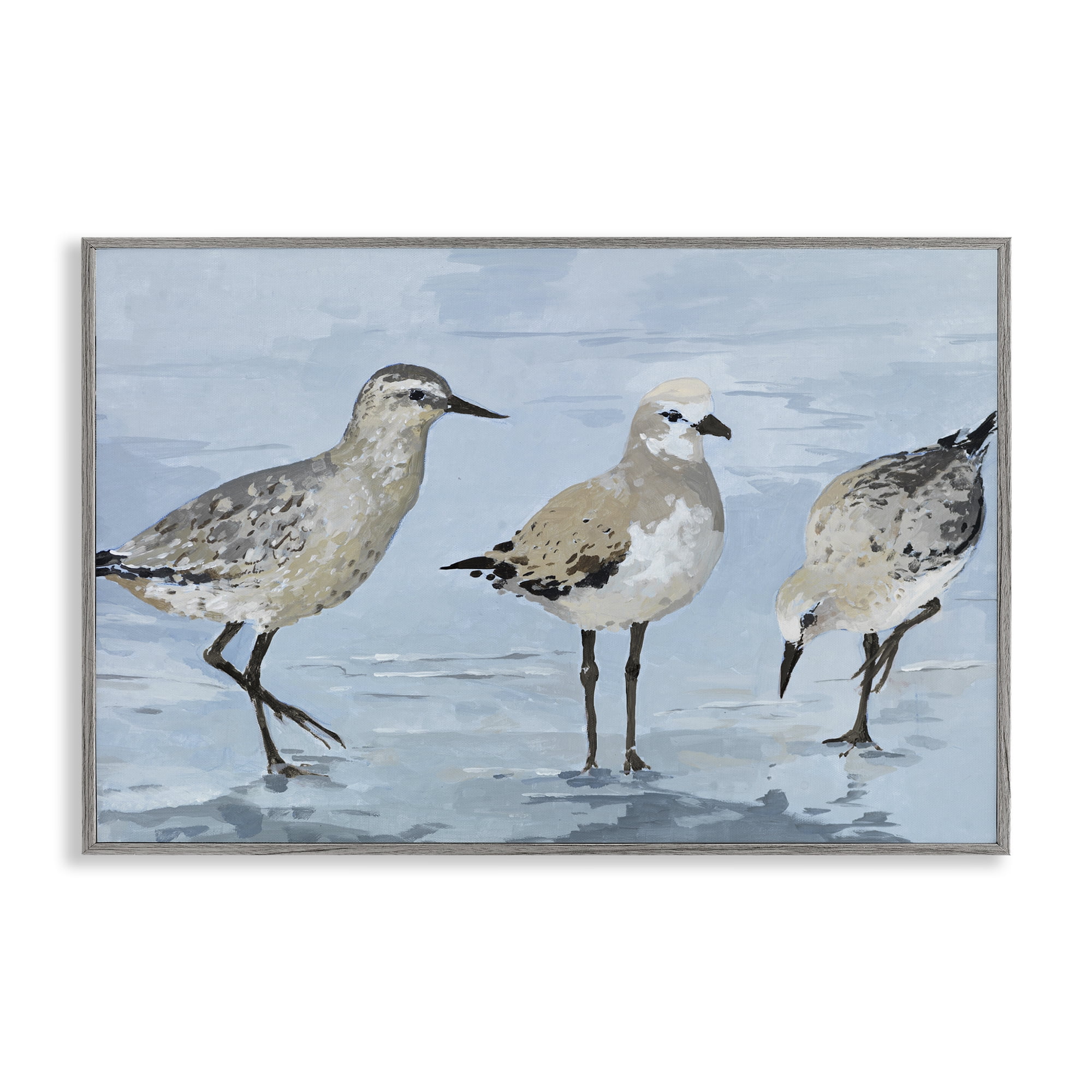 Stupell Industries Sandpipers Beach Coastal Scene Gray Framed Giclee Art, design by Lorenzo Collective