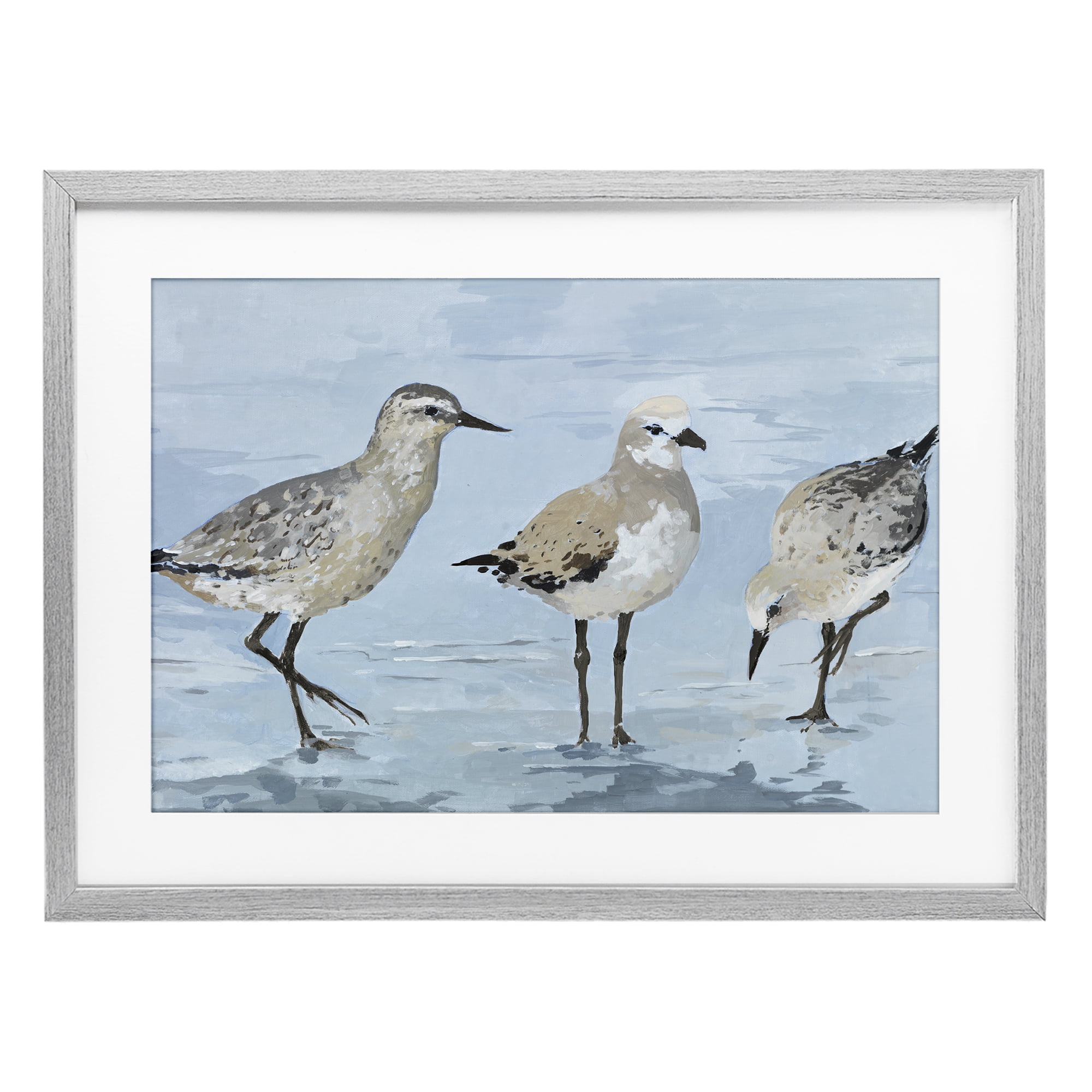Stupell Industries Sandpipers Beach Coastal Scene Gray Framed Print ...