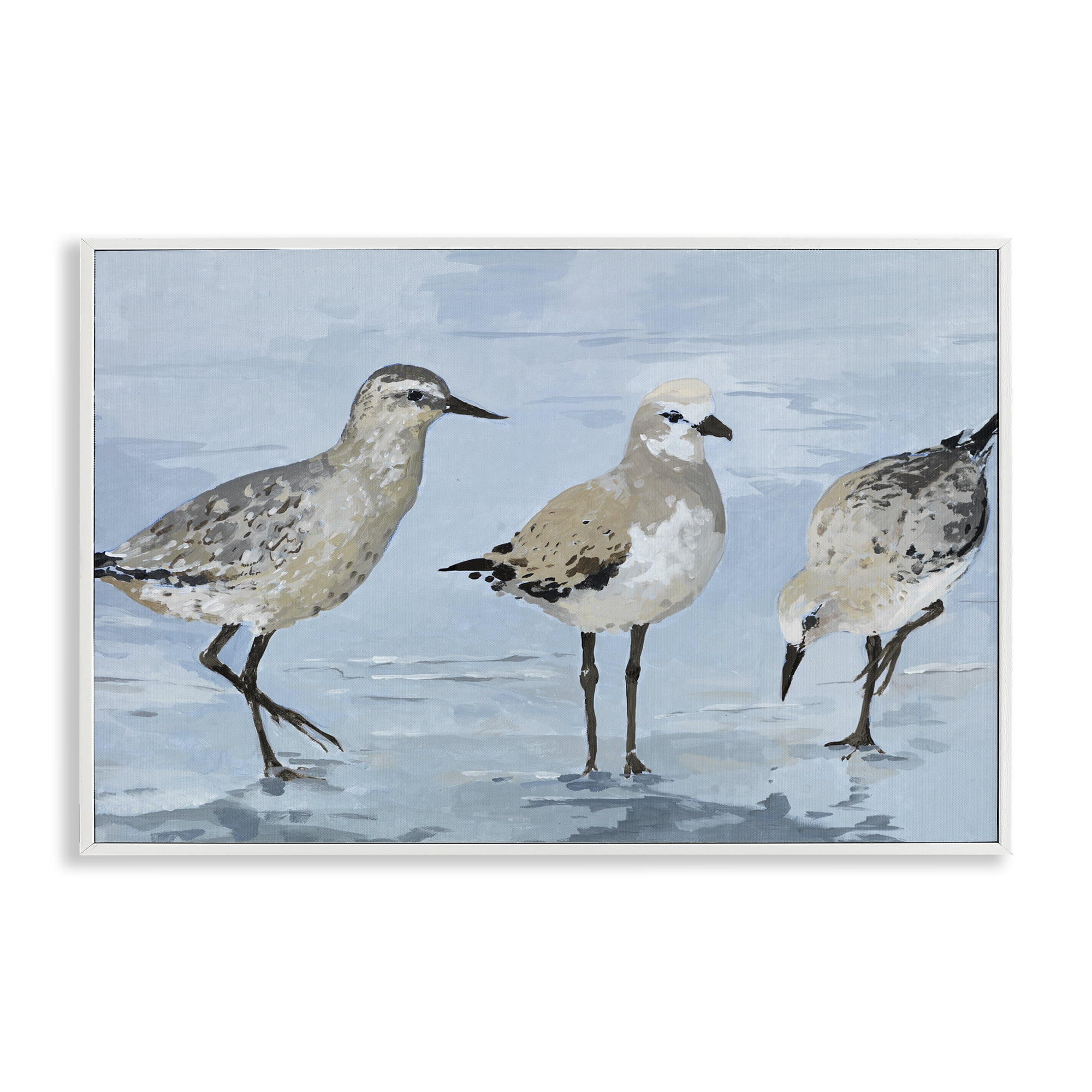 Stupell Industries Sandpipers Beach Coastal Scene White Framed Giclee Art, design by Lorenzo Collective