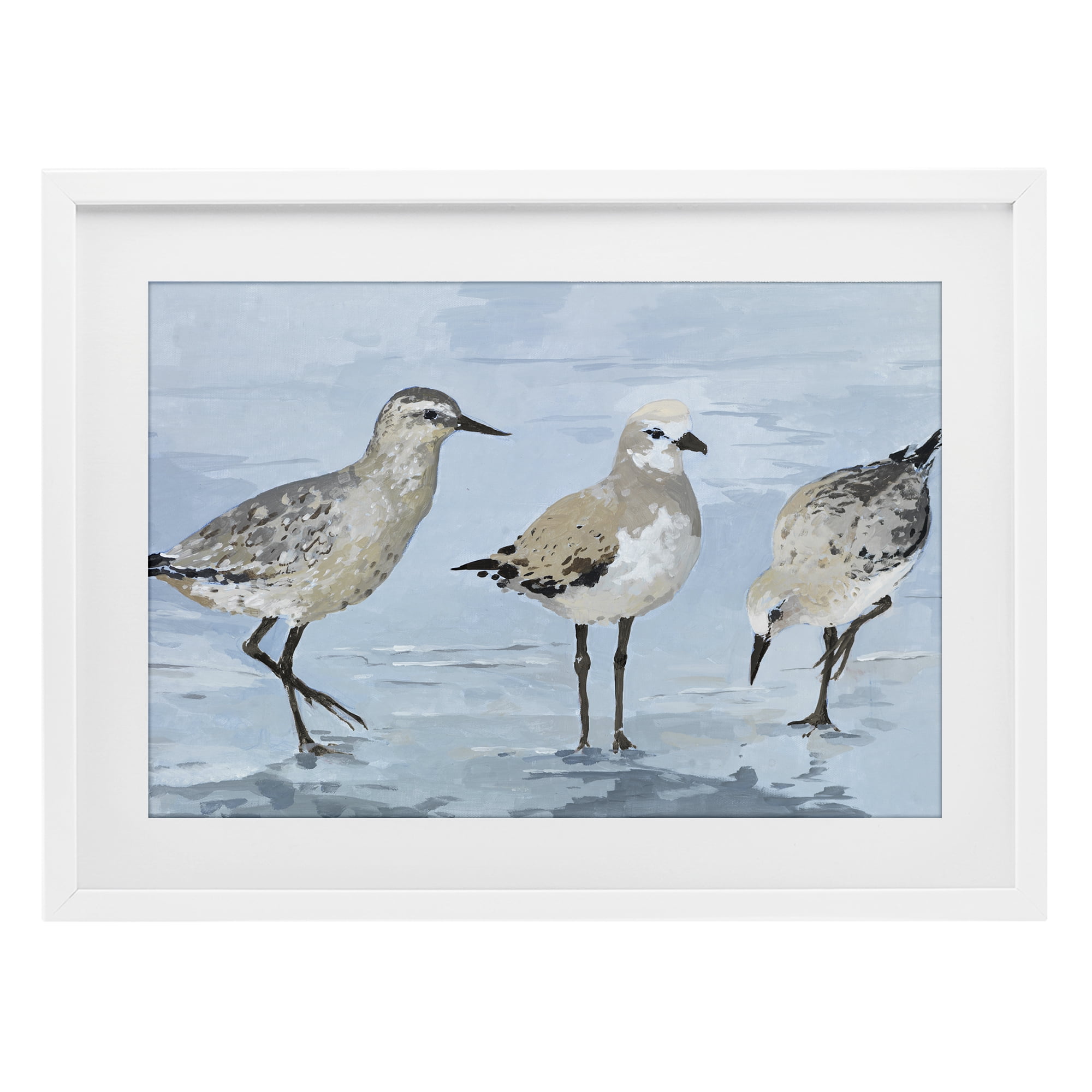Stupell Industries Sandpipers Beach Coastal Scene White Framed Print Under Glass, design by Lorenzo Collective