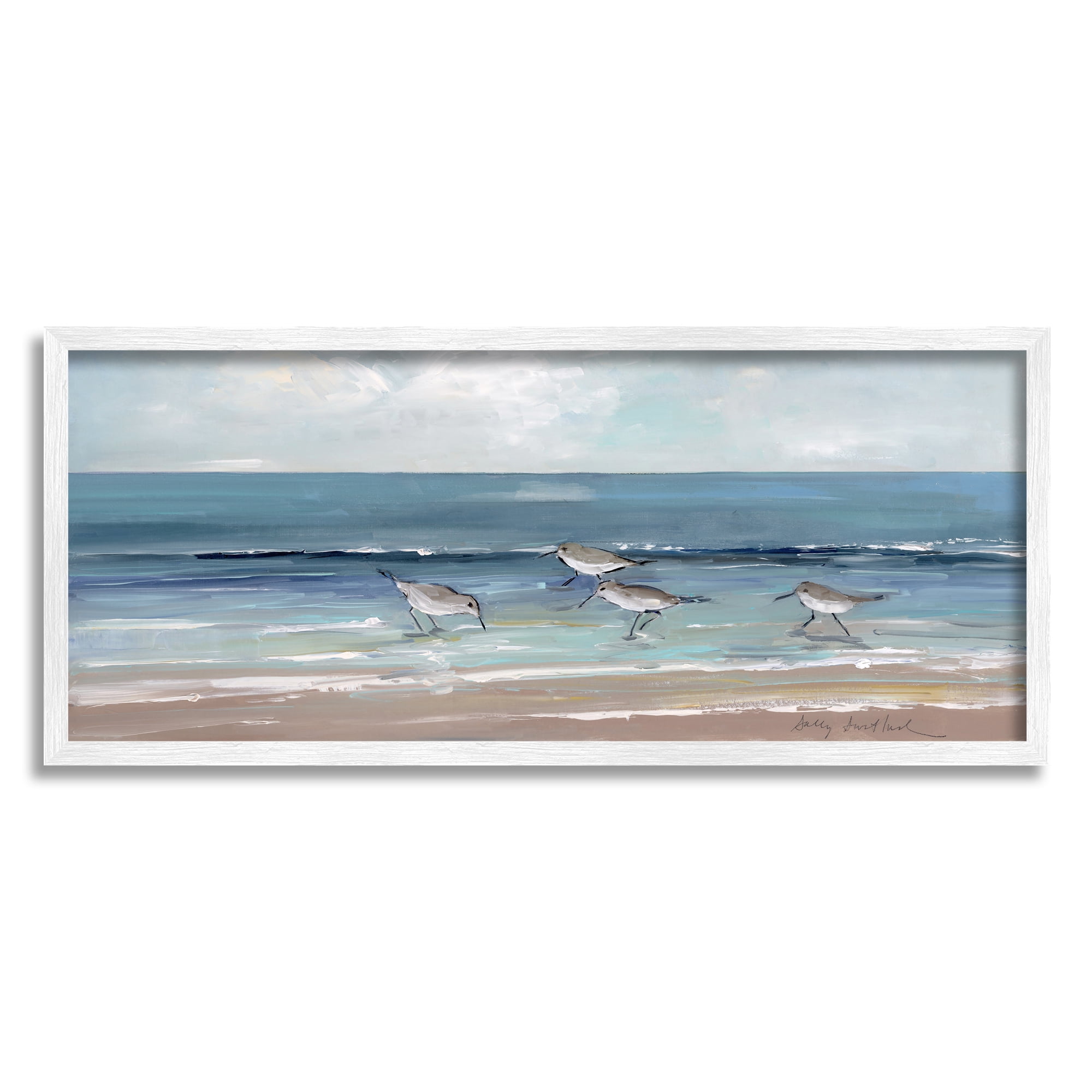 Stupell Industries Sandpipers Birds Cloudy Sky Beach Shore Painting, 30 ...