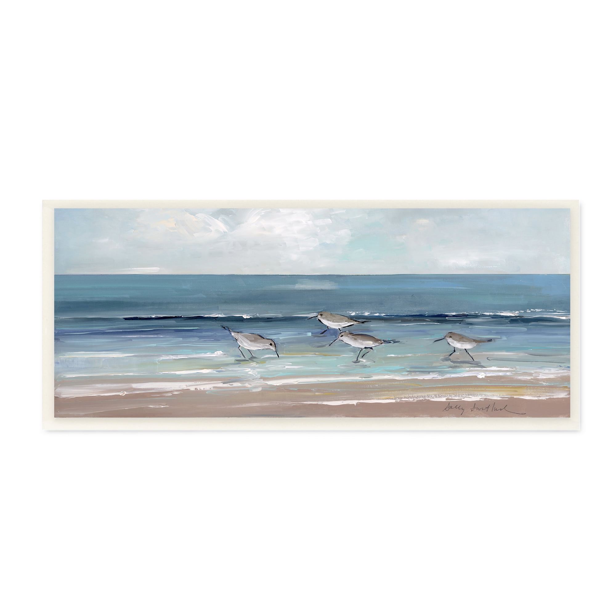 Stupell Industries Sandpipers Birds Cloudy Sky Beach Shore Painting Unframed Art Print Wall Art, 17x7, by Sally Swatland