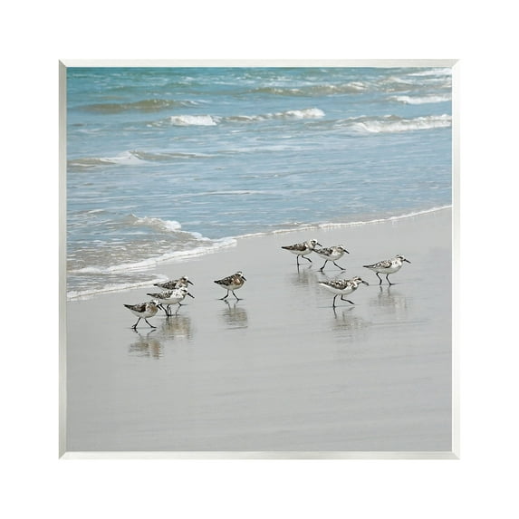 Stupell Industries Sandpipers Flock Sandy Beach Shore Coastal Painting Unframed Art Print Wall Art