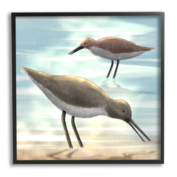 Stupell Industries Sandpipers Grazing Coastal Ocean Shore Graphic Art Black Framed Art Print Wall Art, Design by Marcus Prime