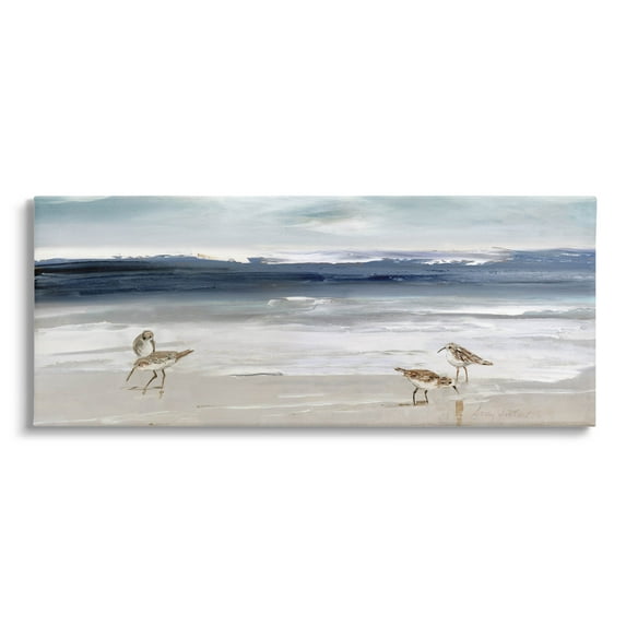Stupell Industries Sandpipers Grazing Sea Shore Painting Gallery Wrapped Canvas Print Wall Art, Design by Sally Swatland