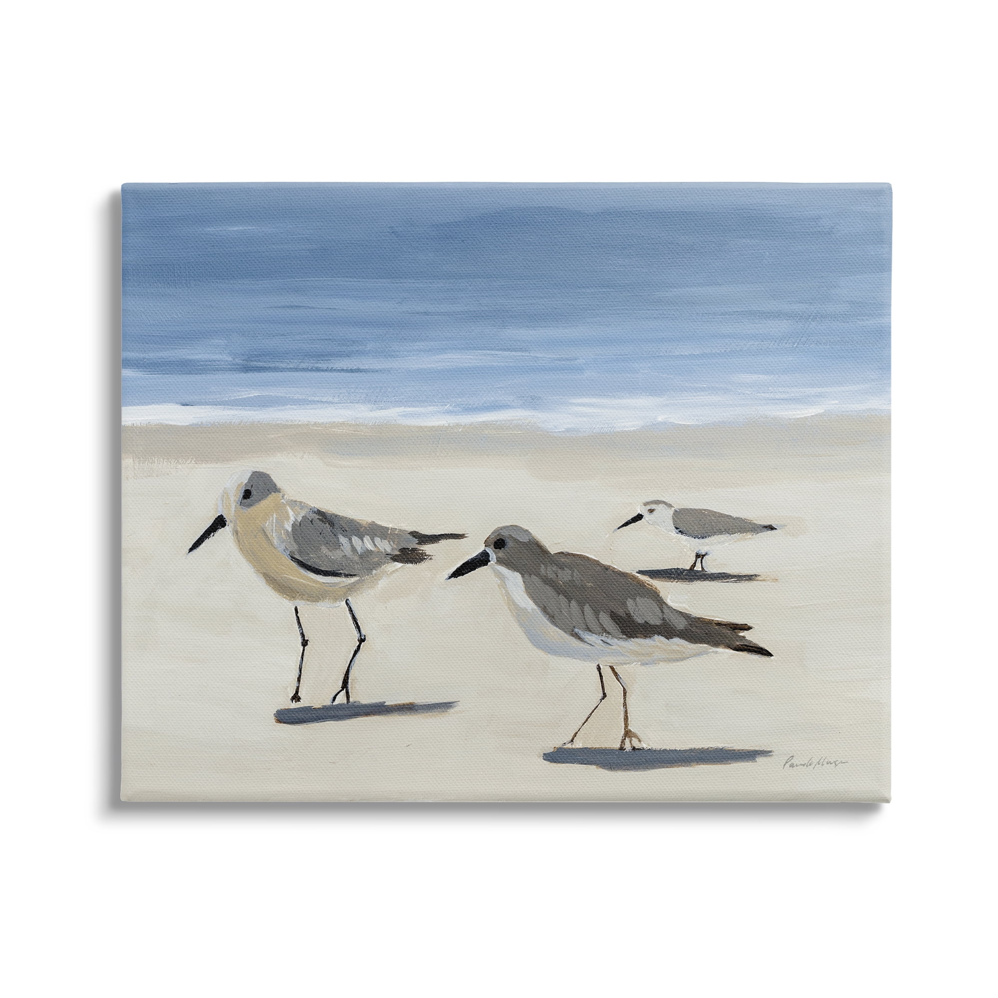 Stupell Industries Sandpipers on Shore Painting Animals & Insects Painting Gallery Wrapped Canvas Print Wall Art, 48 x 36