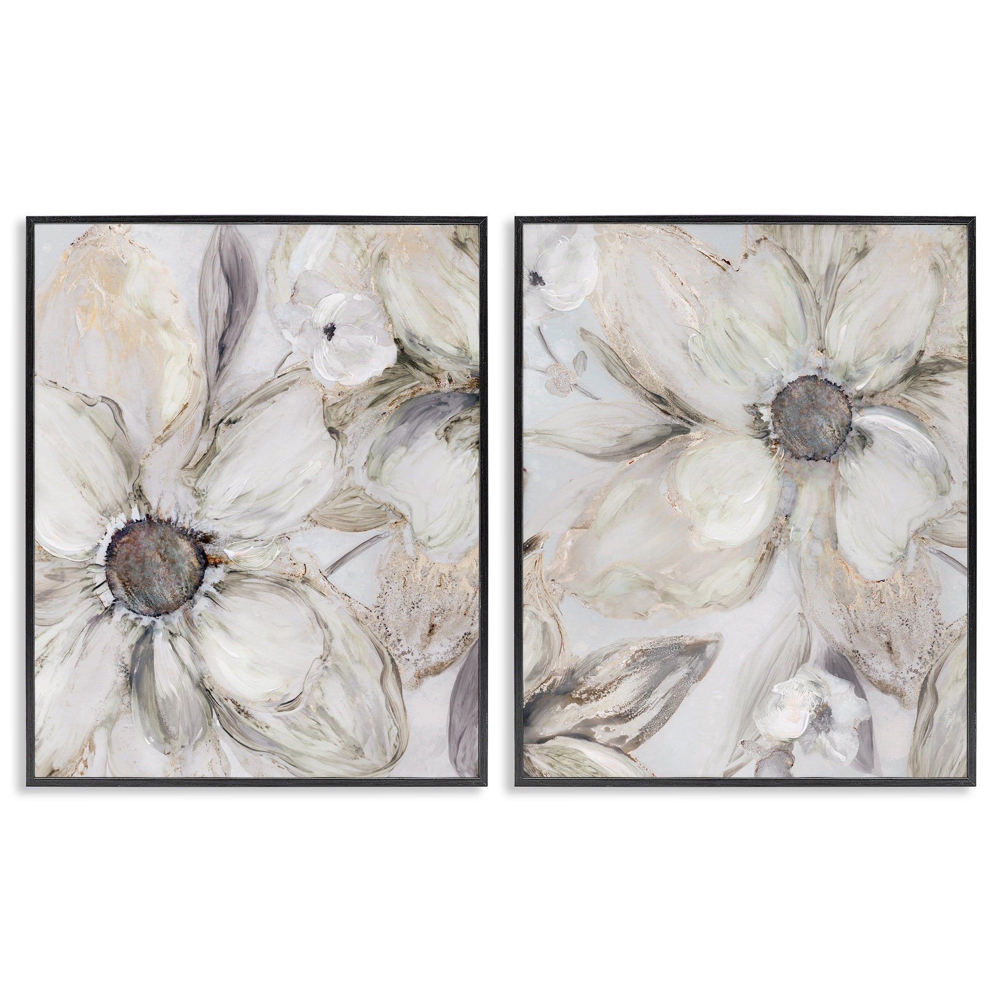 Stupell Industries Sandstone Tinted Blooms 2 Piece Black Framed Giclee Art Set, design by Carol Robinson