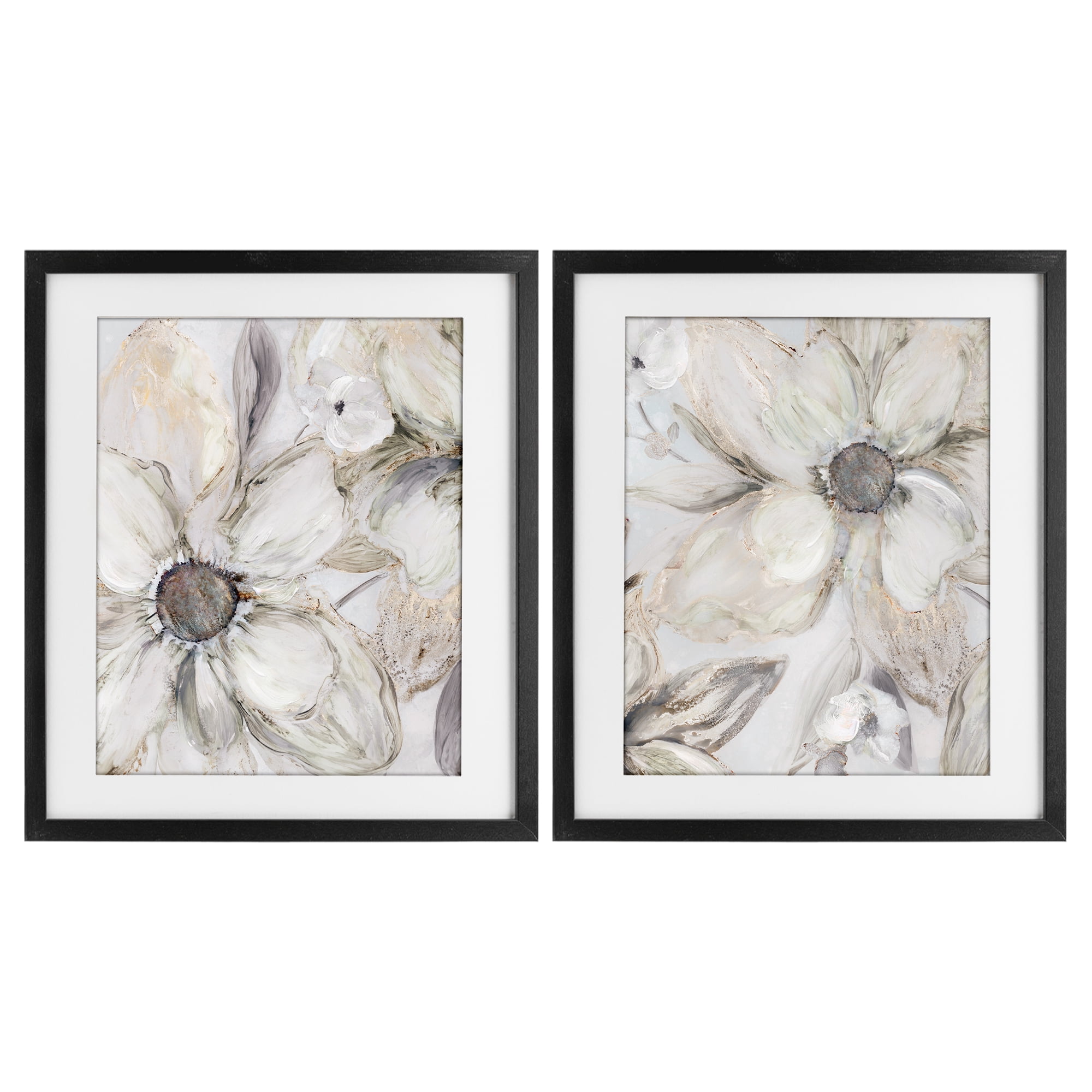 Stupell Industries Sandstone Tinted Blooms 2 Piece Black Framed Print Under Glass Set, design by Carol Robinson