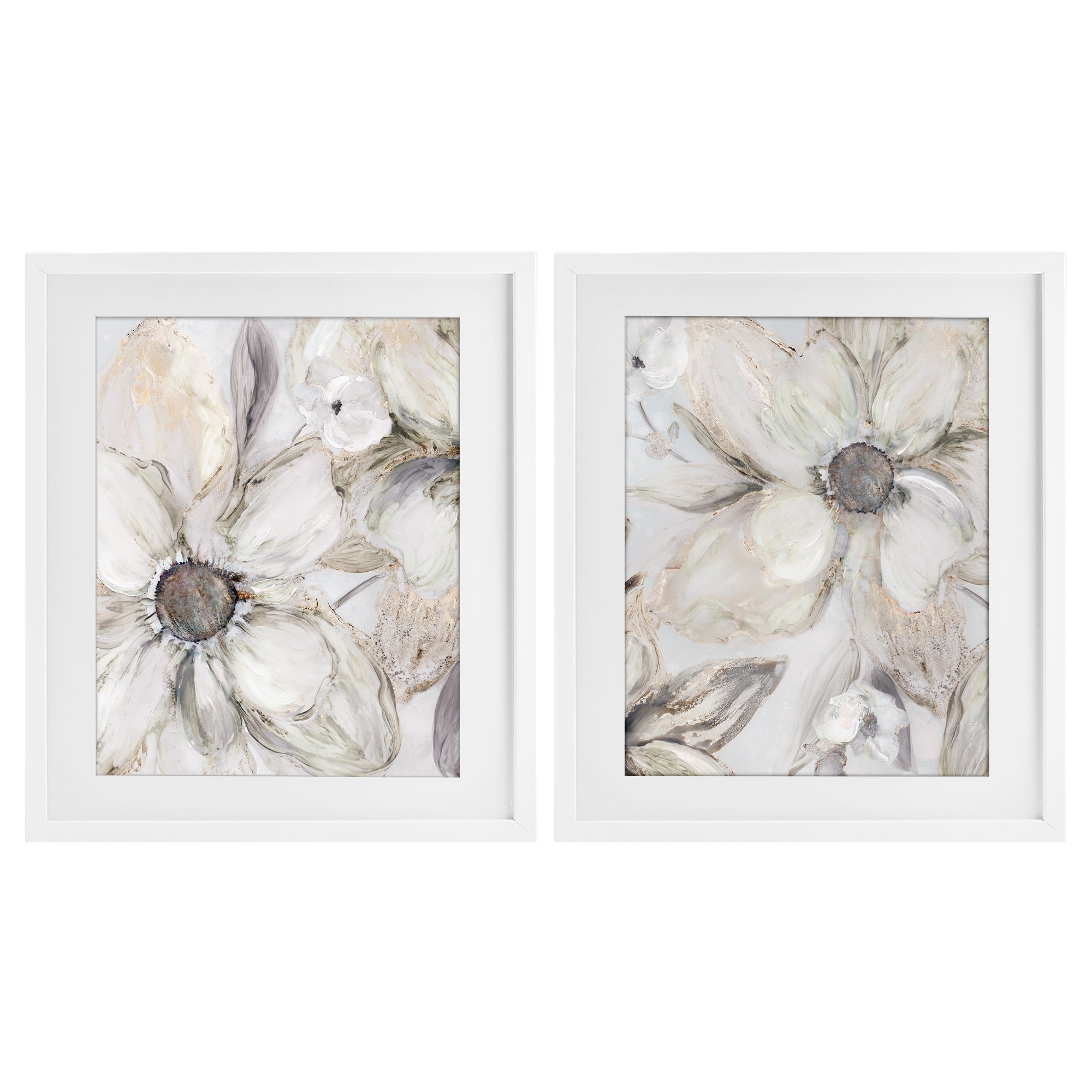 Stupell Industries Sandstone Tinted Blooms 2 Piece White Framed Print Under Glass Set, design by Carol Robinson