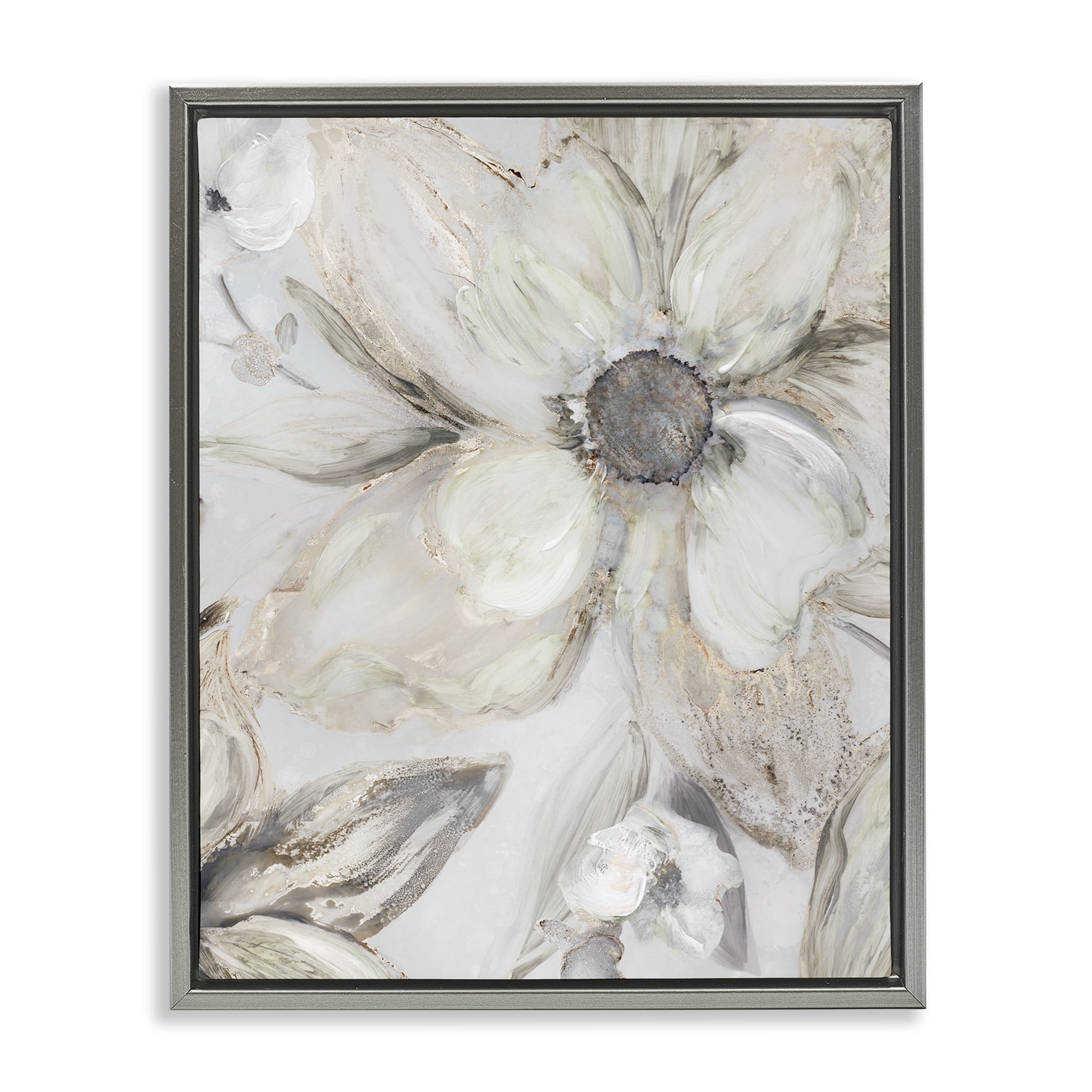 Stupell Industries Sandstone Tone Blooms Gray Framed Floater Canvas Wall Art, design by Carol Robinson