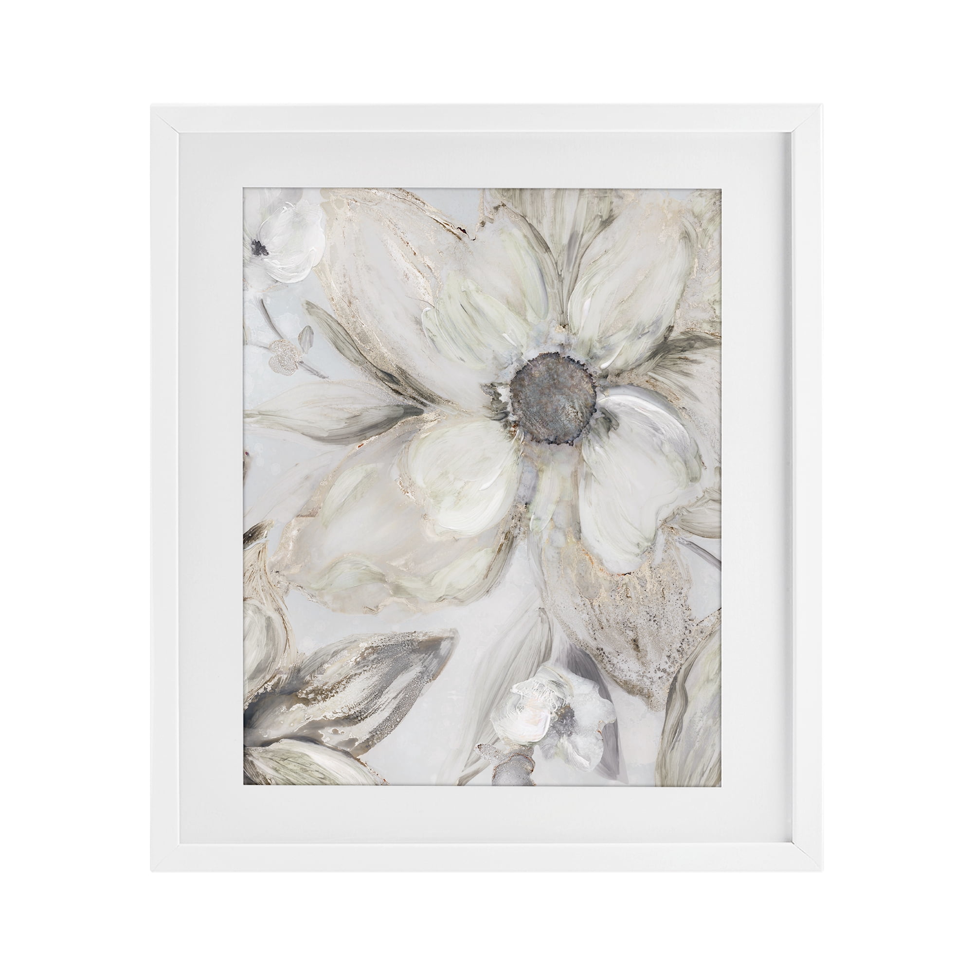 Stupell Industries Sandstone Tone Blooms White Framed Print Under Glass, design by Carol Robinson
