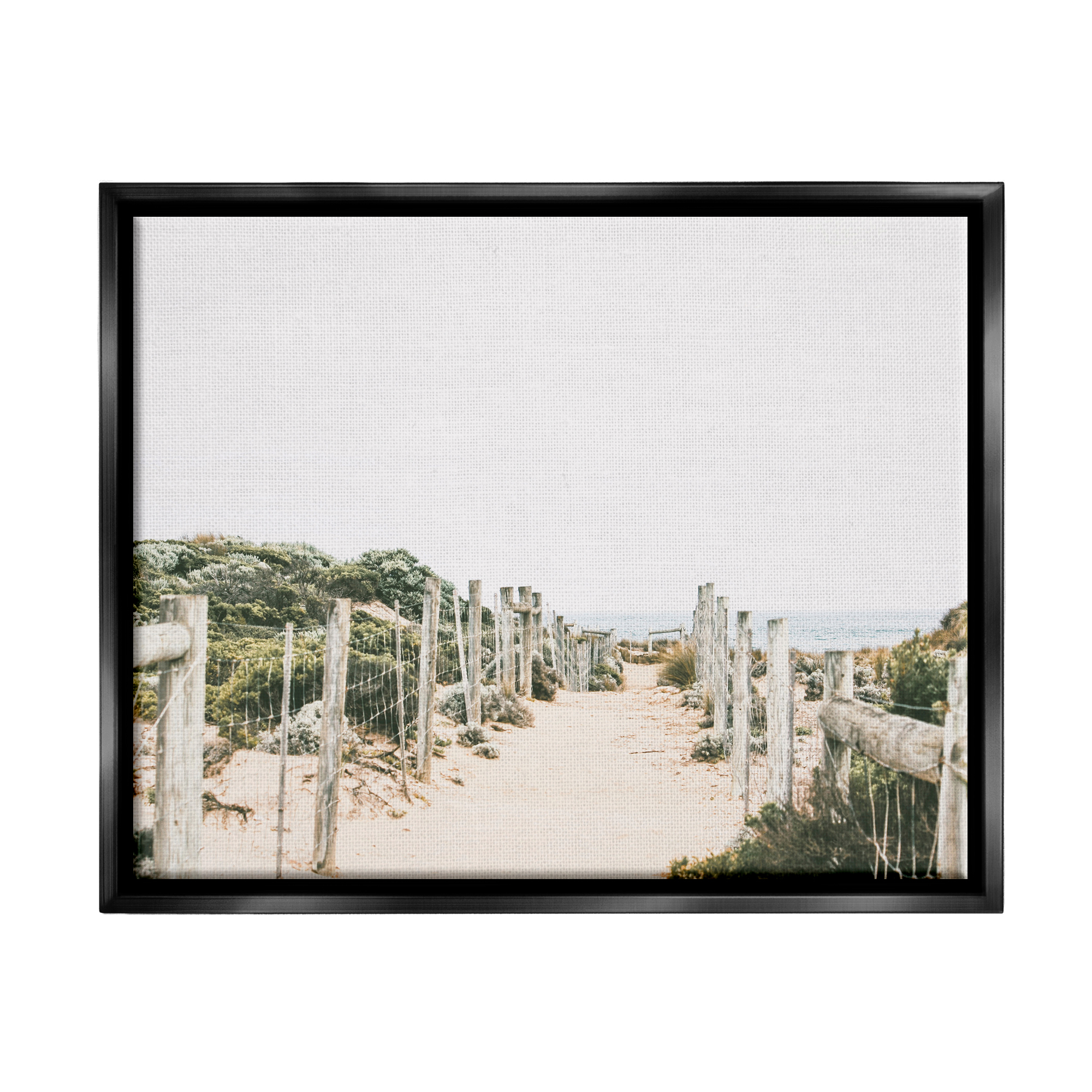 Stupell Industries Sandy Beach Boardwalk Landscape Coastal Photography Black Floater Framed Art Print Wall Art
