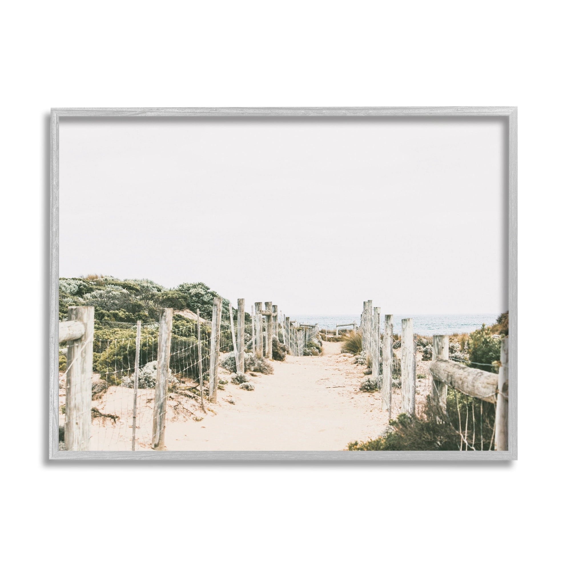 Stupell Industries Sandy Beach Boardwalk Landscape Coastal Photography Gray Framed Art Print Wall Art