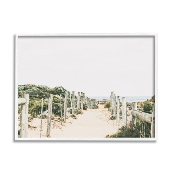 Stupell Industries Sandy Beach Boardwalk Landscape Coastal Photography White Framed Art Print Wall Art