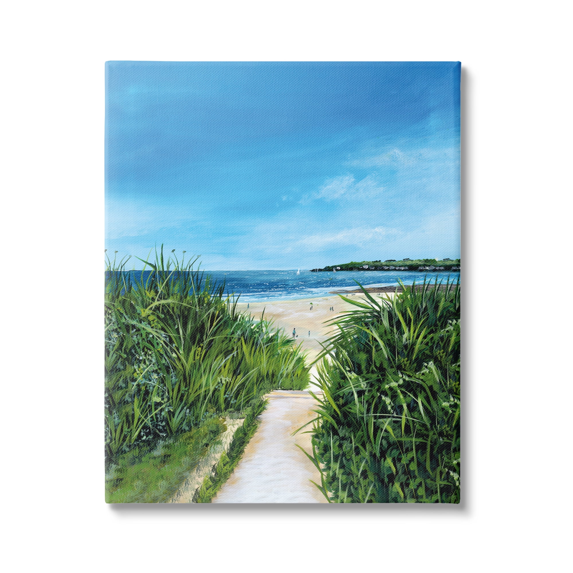 Stupell Industries Sandy Beach Path Scene Nature Painting Gallery Wrapped Canvas Print Wall Art, 36 x 48