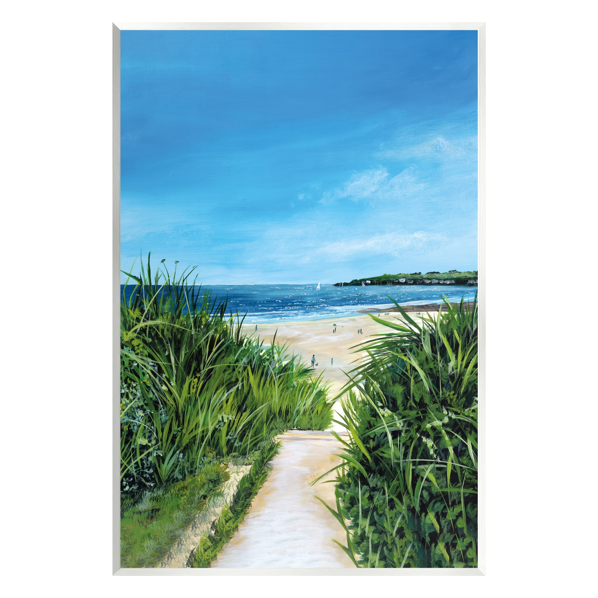 Stupell Industries Sandy Beach Path Scene Nature Painting Unframed Art Print Wall Art, 13 x 19