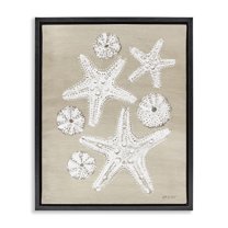 Stupell Industries Sandy Beach Treasures Coastal Painting Black Floater Framed Canvas Art Print Wall Art, 17 x 21