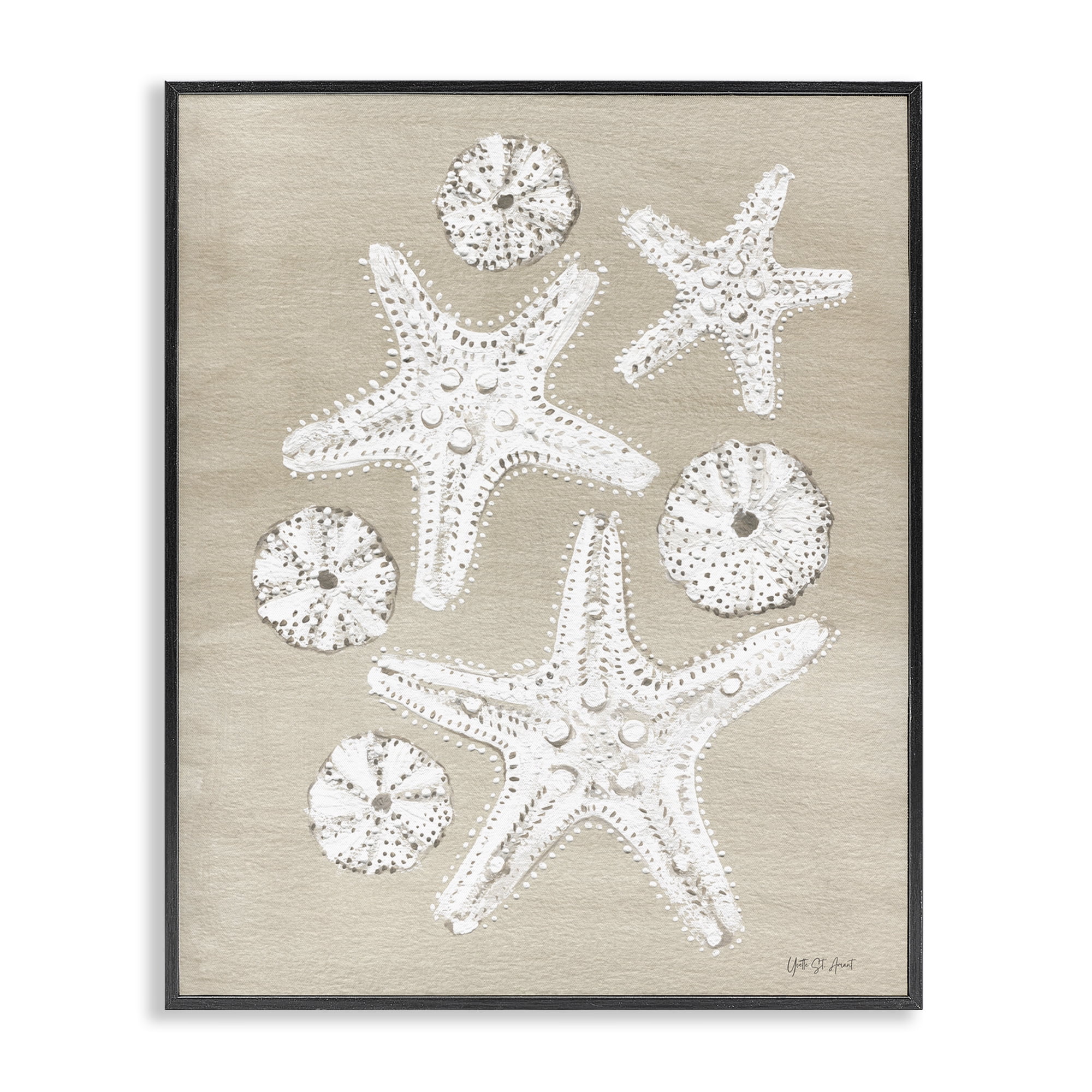Stupell Industries Sandy Beach Treasures Coastal Painting Black Framed Art Print Wall Art, 11 x 14