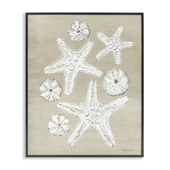 Stupell Industries Sandy Beach Treasures Coastal Painting Black Framed Art Print Wall Art, 11 x 14