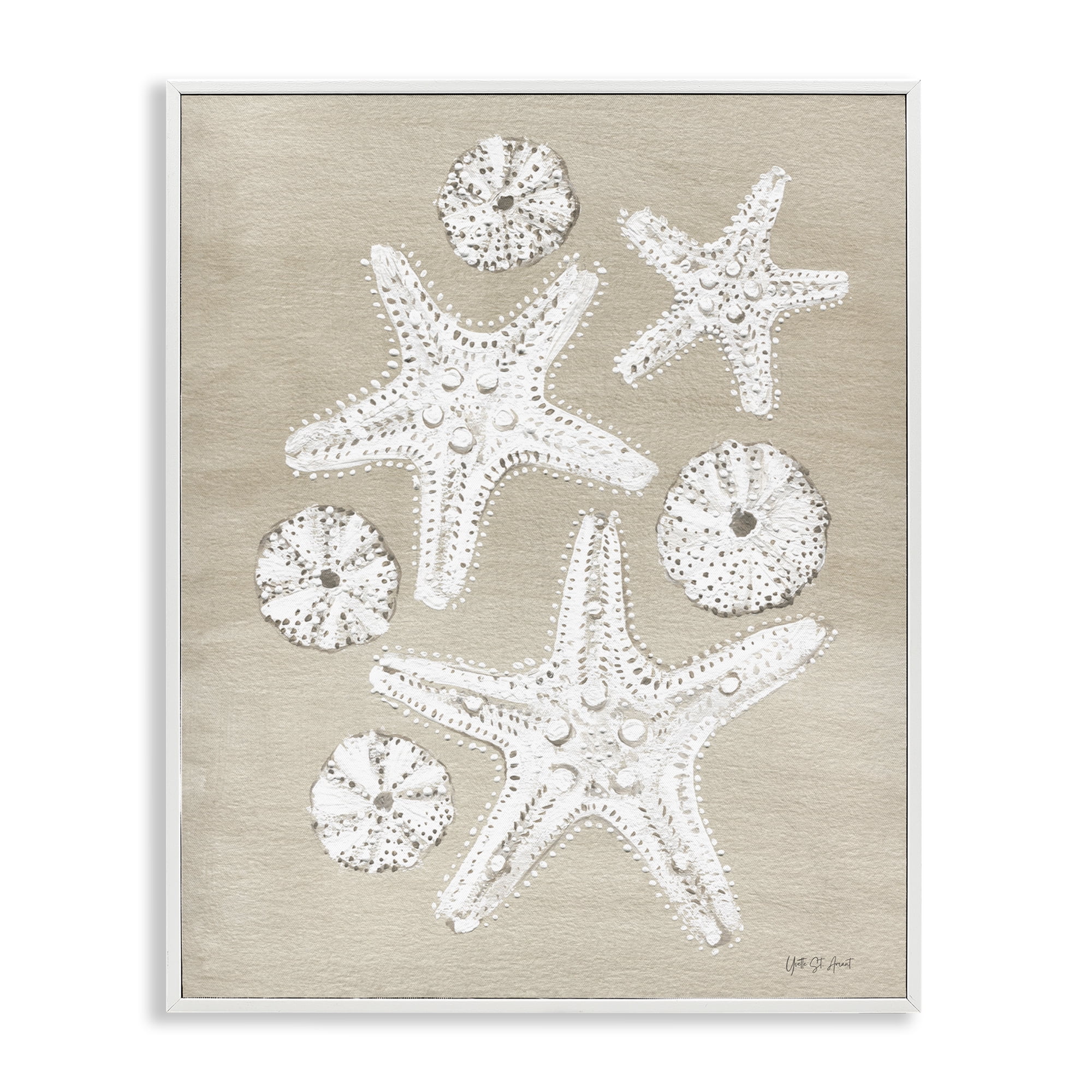 Stupell Industries Sandy Beach Treasures Coastal Painting White Framed Art Print Wall Art, 24 x 30