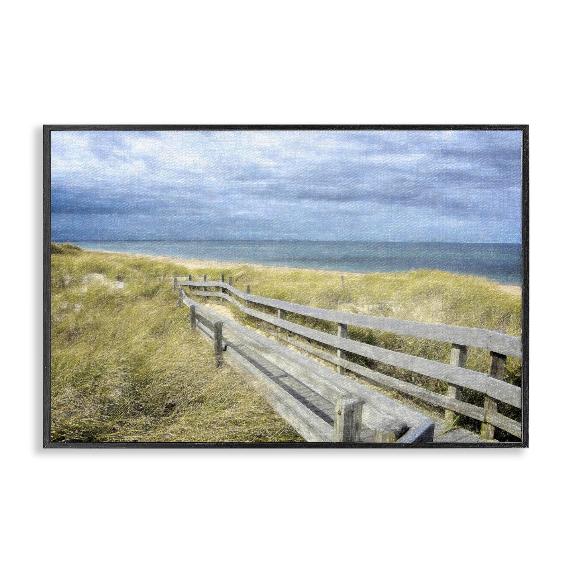 Stupell Industries Sandy Boardwalk View Landscape & Nature Painting Black Framed Art Print Wall Art, 30 x 20