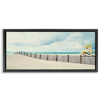 Stupell Industries Sandy Boardwalk Way Nautical & Beach Photography Black Floater Framed Canvas Art Print Wall Art, 25 x 11