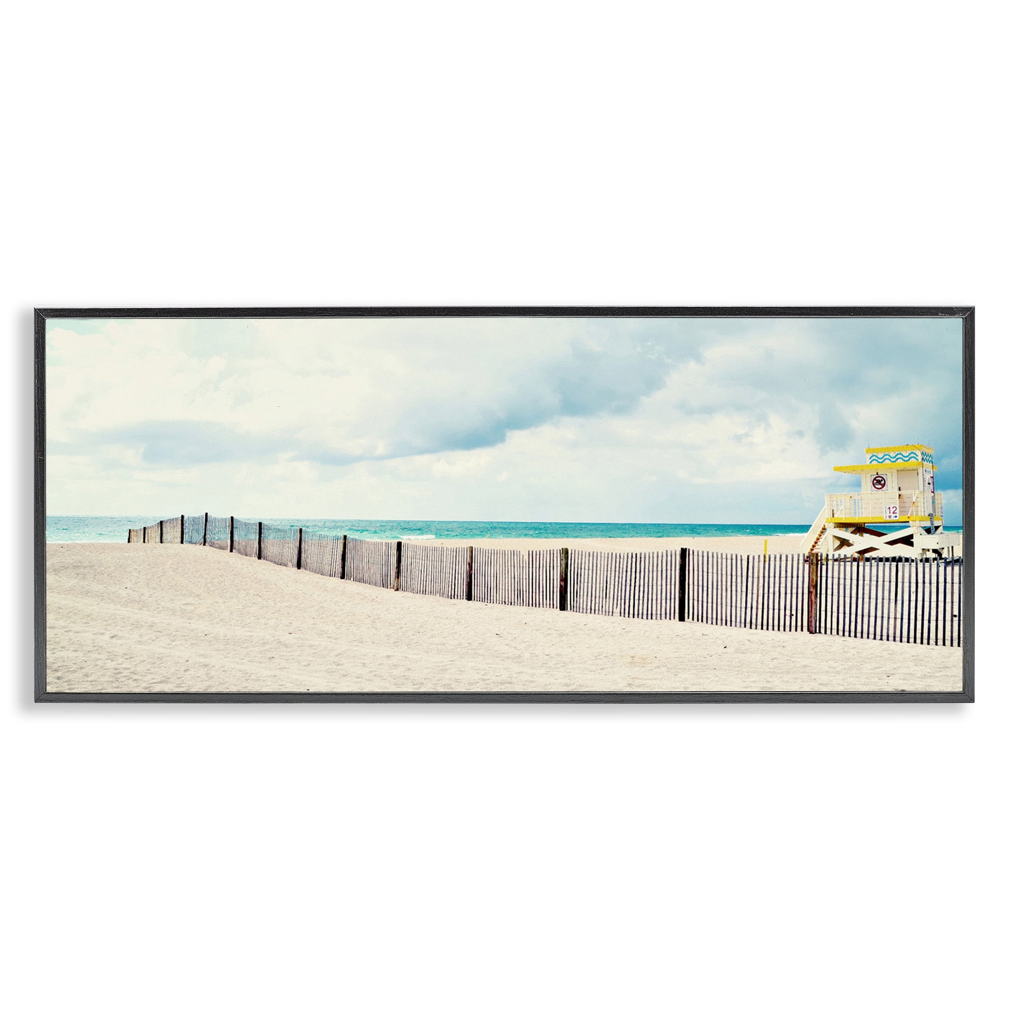 Stupell Industries Sandy Boardwalk Way Nautical & Beach Photography Black Framed Art Print Wall Art, 30 x 13