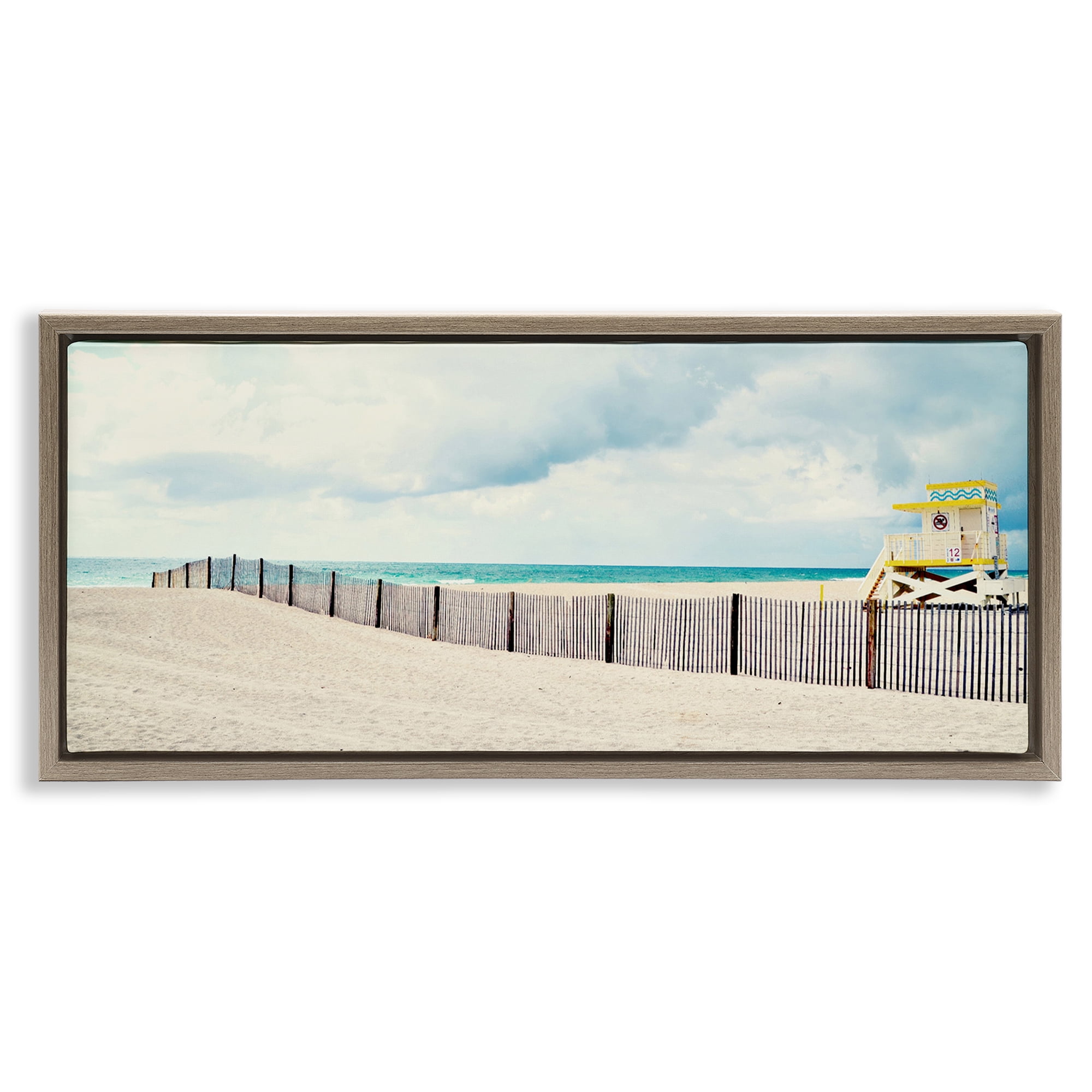 Stupell Industries Sandy Boardwalk Way Nautical & Beach Photography Brown Floater Framed Canvas Art Print Wall Art, 25 x 11