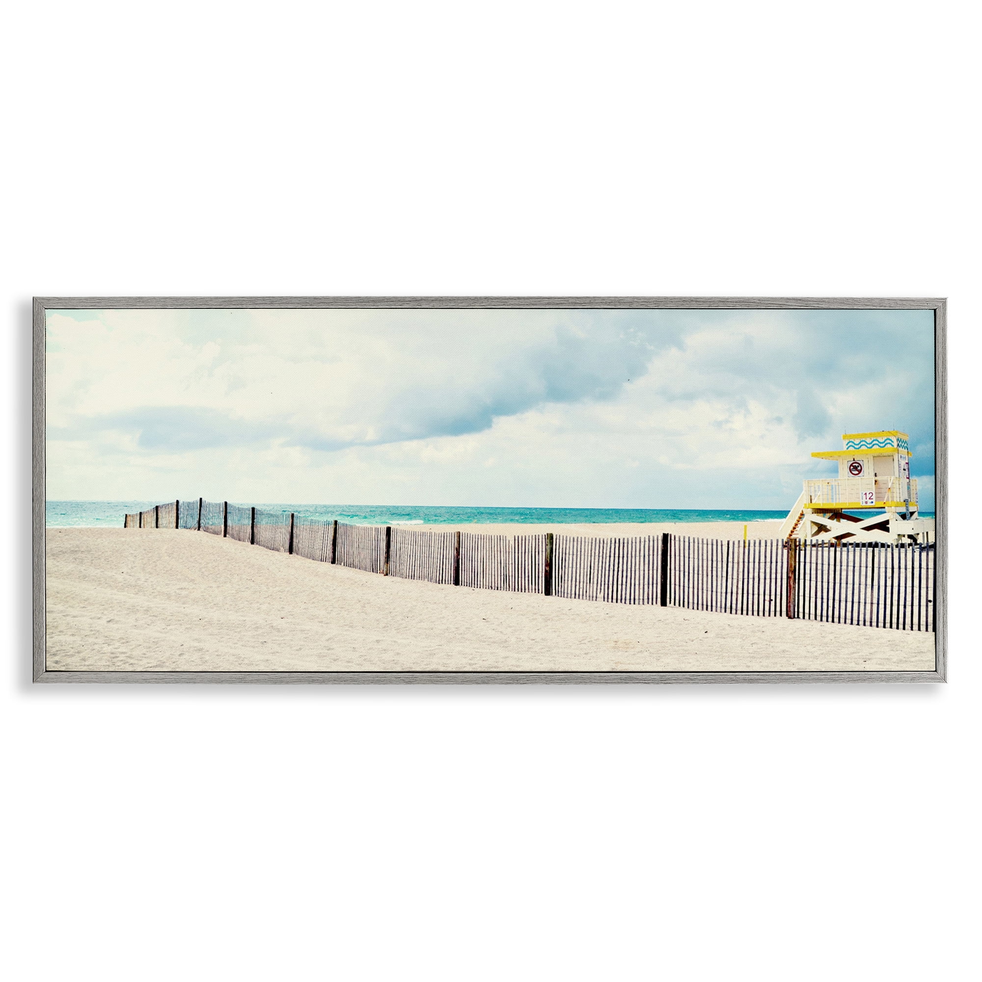 Stupell Industries Sandy Boardwalk Way Nautical & Beach Photography Gray Framed Art Print Wall Art, 30 x 13