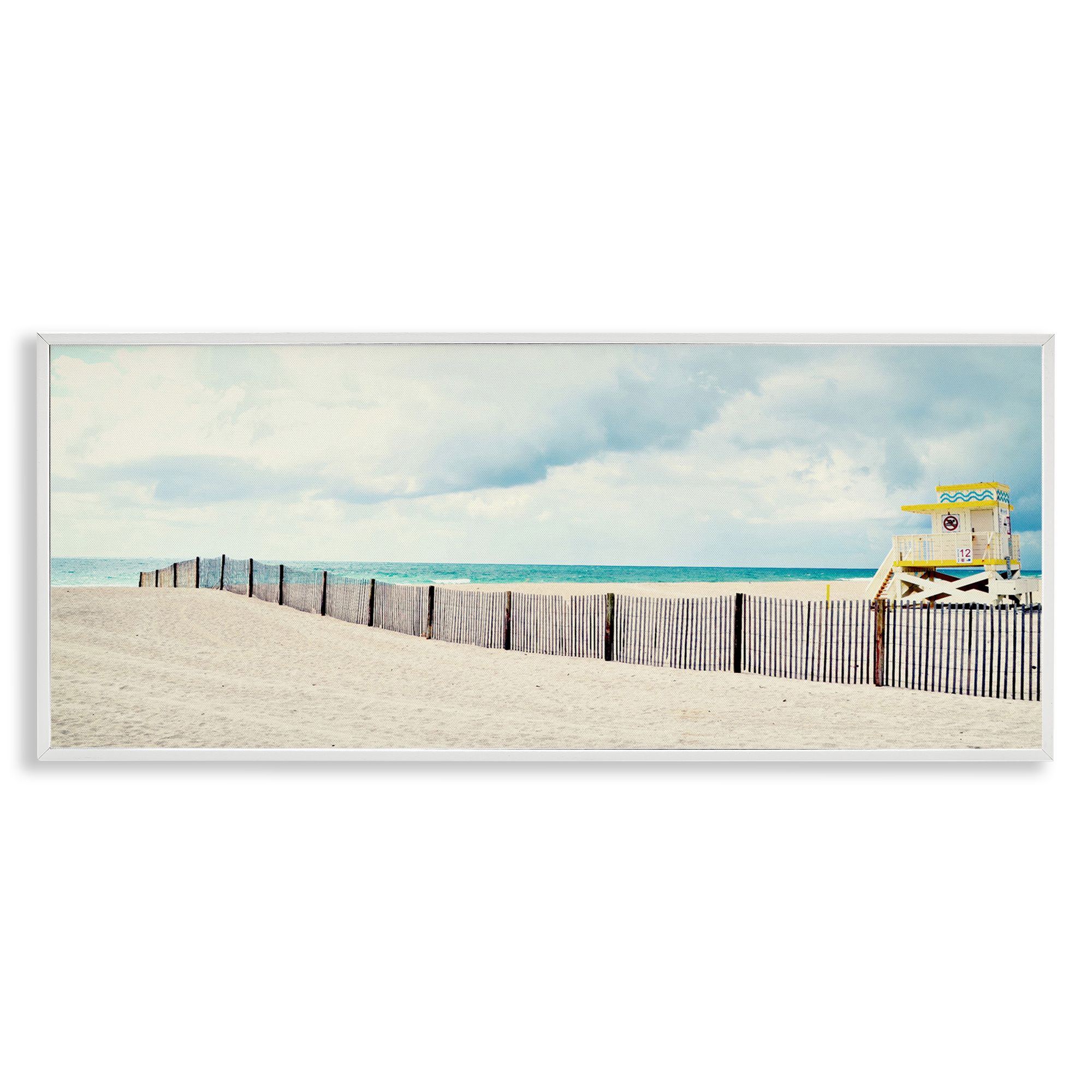 Stupell Industries Sandy Boardwalk Way Nautical & Beach Photography White Framed Art Print Wall Art, 30 x 13