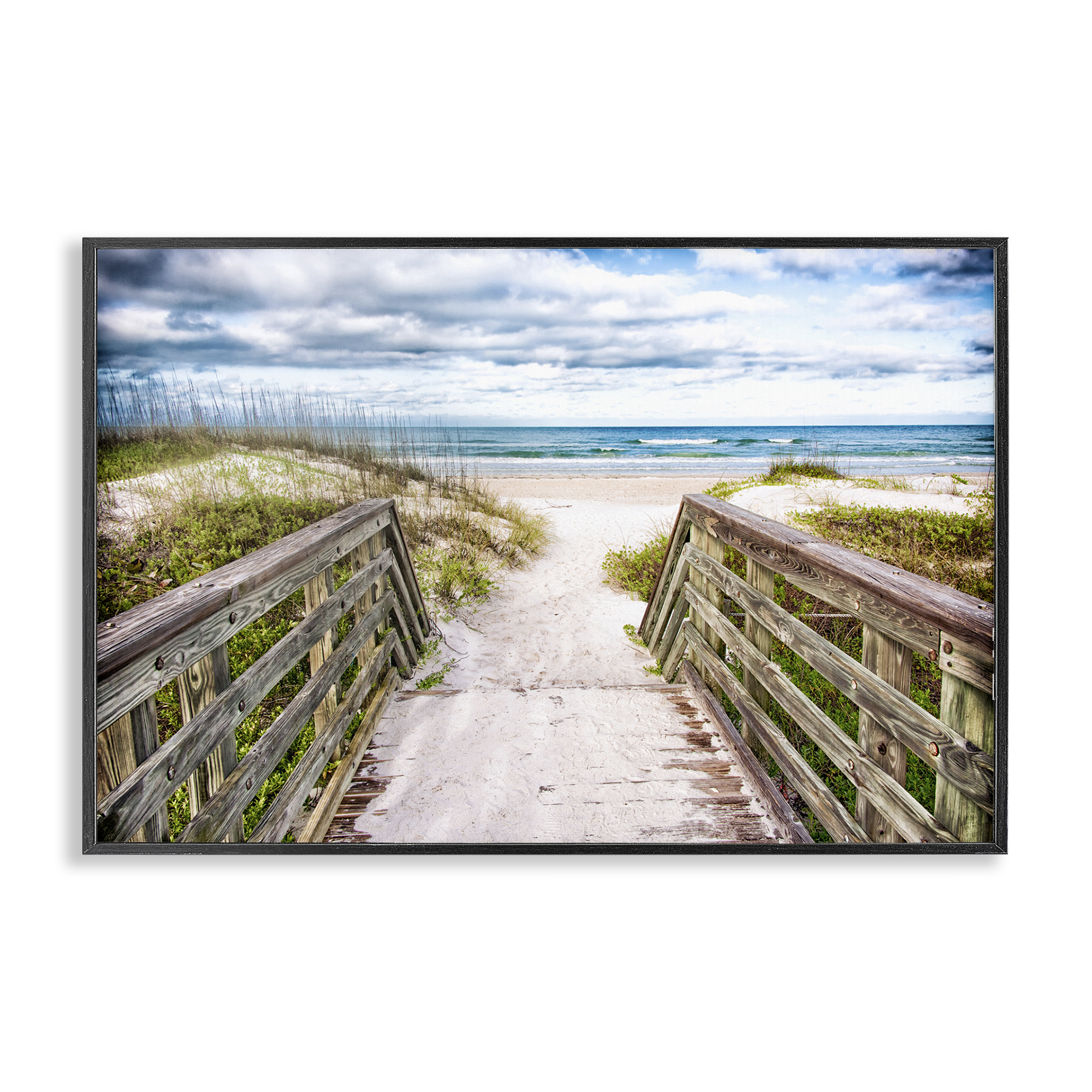 Stupell Industries Sandy Coast Boardwalk Nautical & Beach Photography Black Framed Art Print Wall Art, 24 x 16