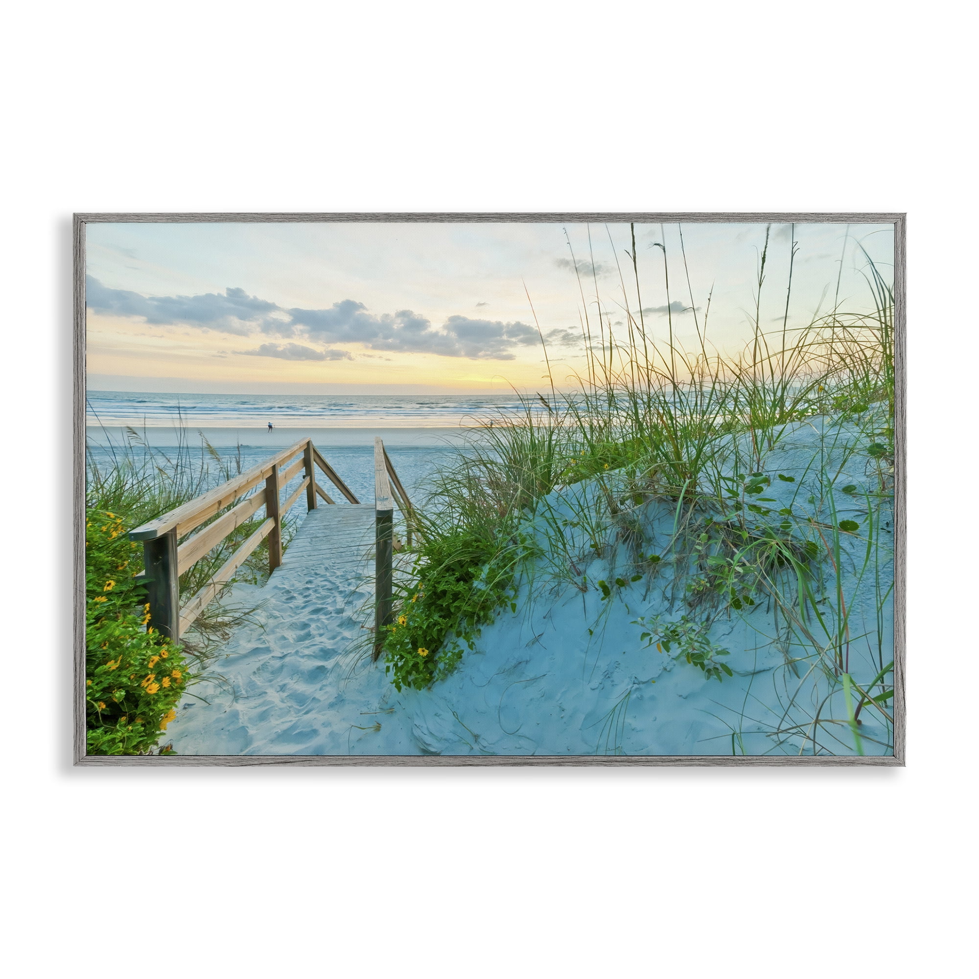 Stupell Industries Sandy Coast Footprints Nautical & Beach Photography Gray Framed Art Print Wall Art, 24 x 16