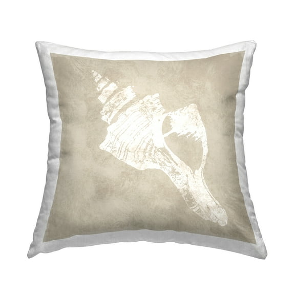 Stupell Industries Sandy Conch Shell Impression Decorative Printed Throw Pillow Design by Carol Robinson.