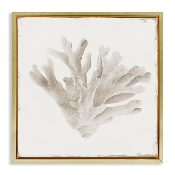 Stupell Industries Sandy Coral Drift Gold Framed Floater Canvas Wall Art design by Lily K., 25 x 25